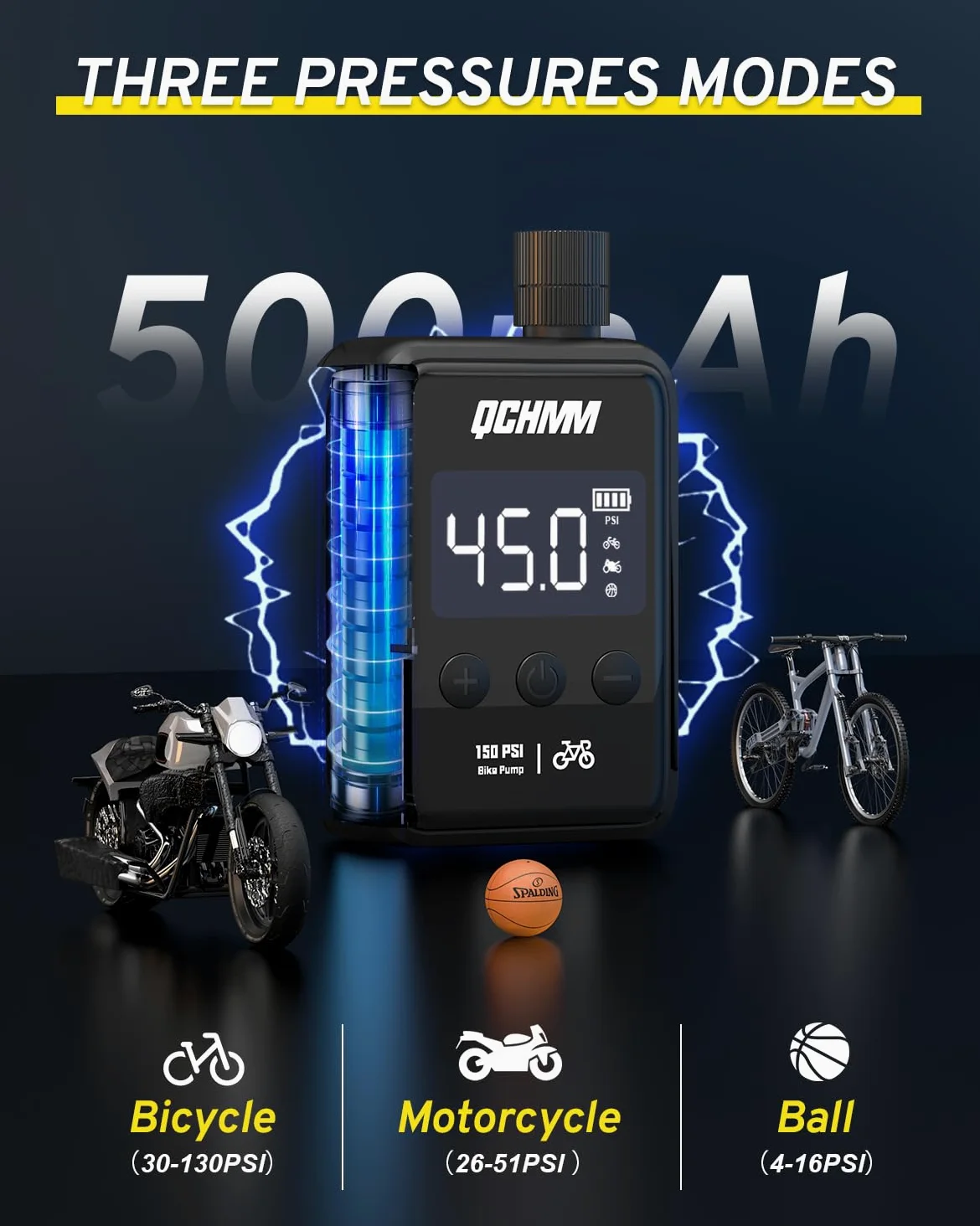 Bomba de Bicicleta, Bike Pump Portátil con Pantalla LCD Digital, 120PSI, Mini Inflador Bicicleta Portatil y Electrica con Bateria, 500mAh