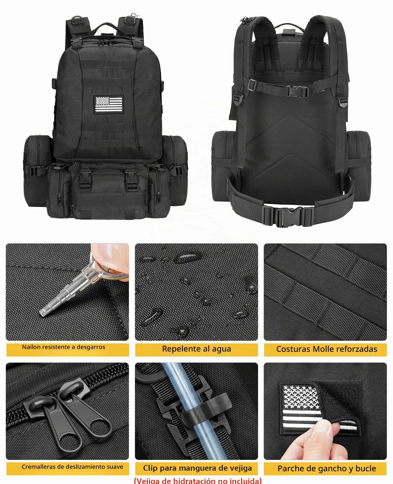 CVLIFE - Mochila táctica militar militar de 60 litros, paquete de asalto grande, bolsa Molle desmontable
