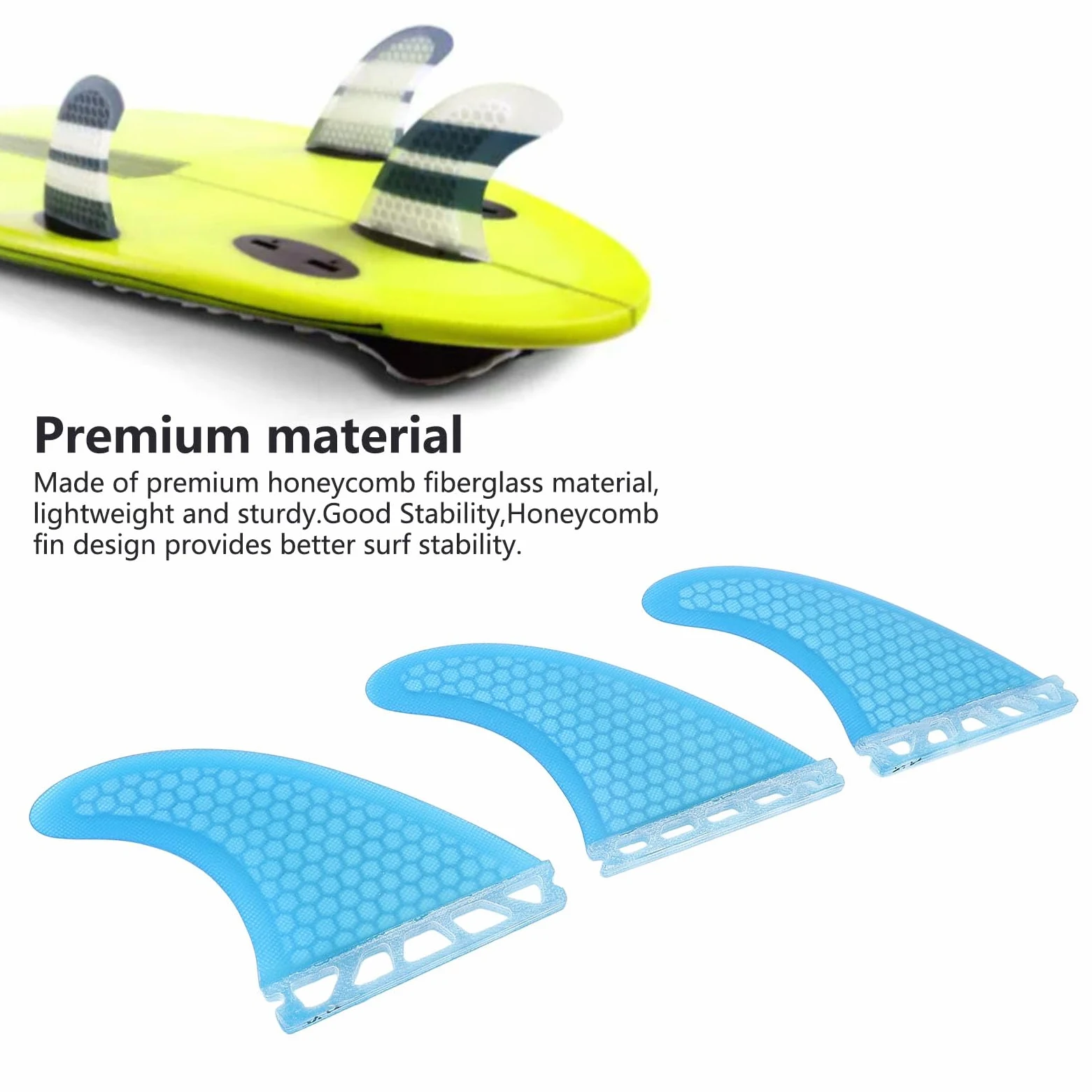 Alomejor Aleta de Tablero de Surf, Aleta de de Fibra de Vidrio de Panal, Compatible para Paletas de Río y Margen de Océano