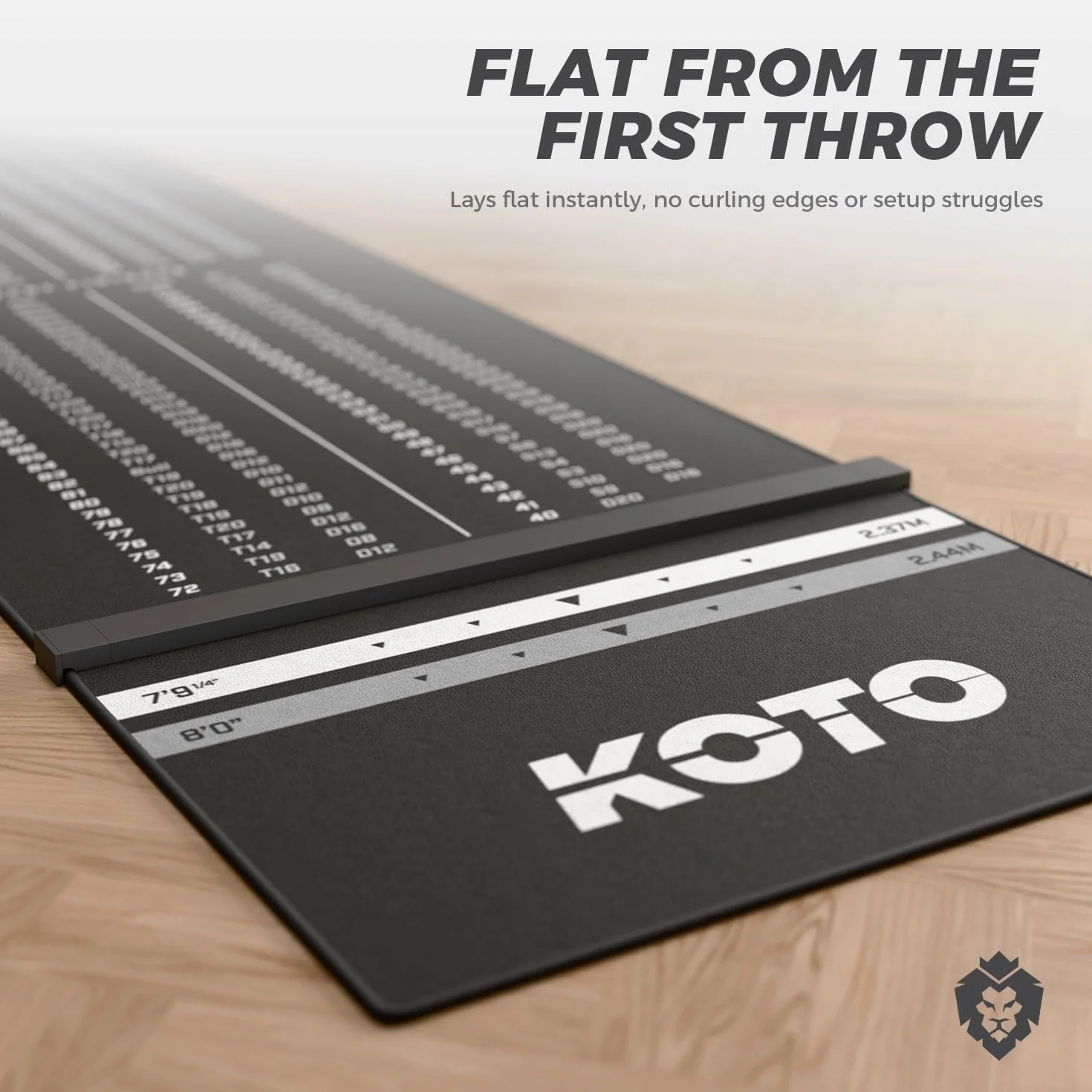 KOTO darts Dartshopper - Alfombra de Dardos 285 x 80 cm, Alfombra Profesional para Proteger el Suelo y los Dardos