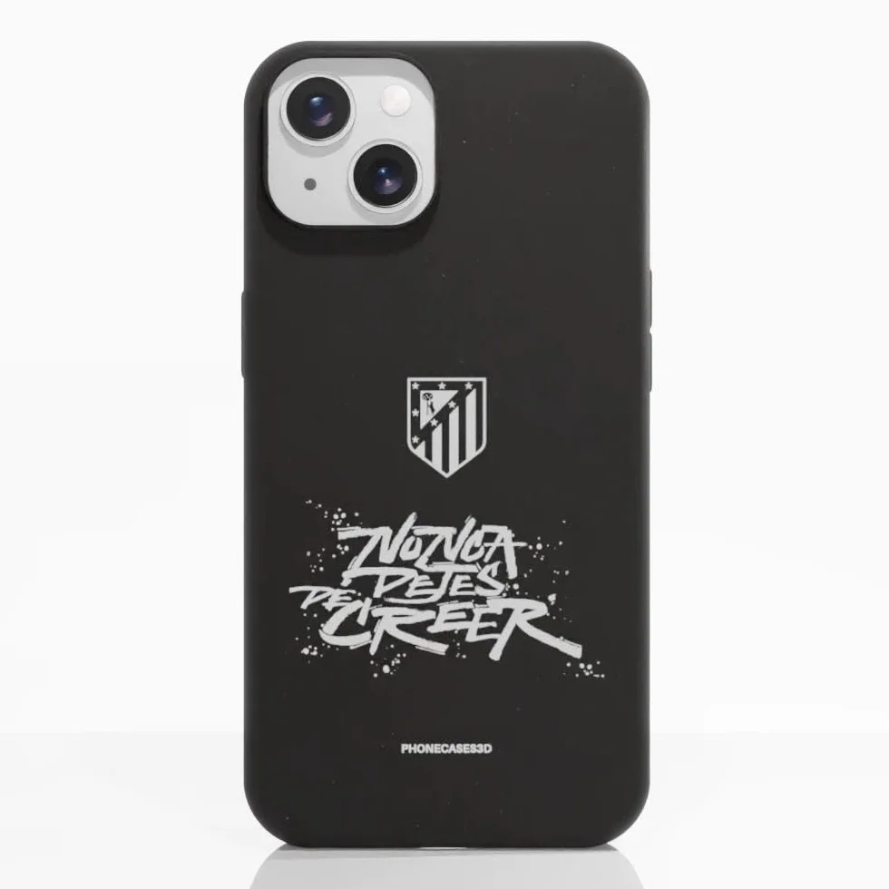 Funda Móvil para Apple iPhone 13 Atlético de Madrid – NDDC Slogan – Diseño ergonómico – Protección Ligera y Resistente para móvil – Negro