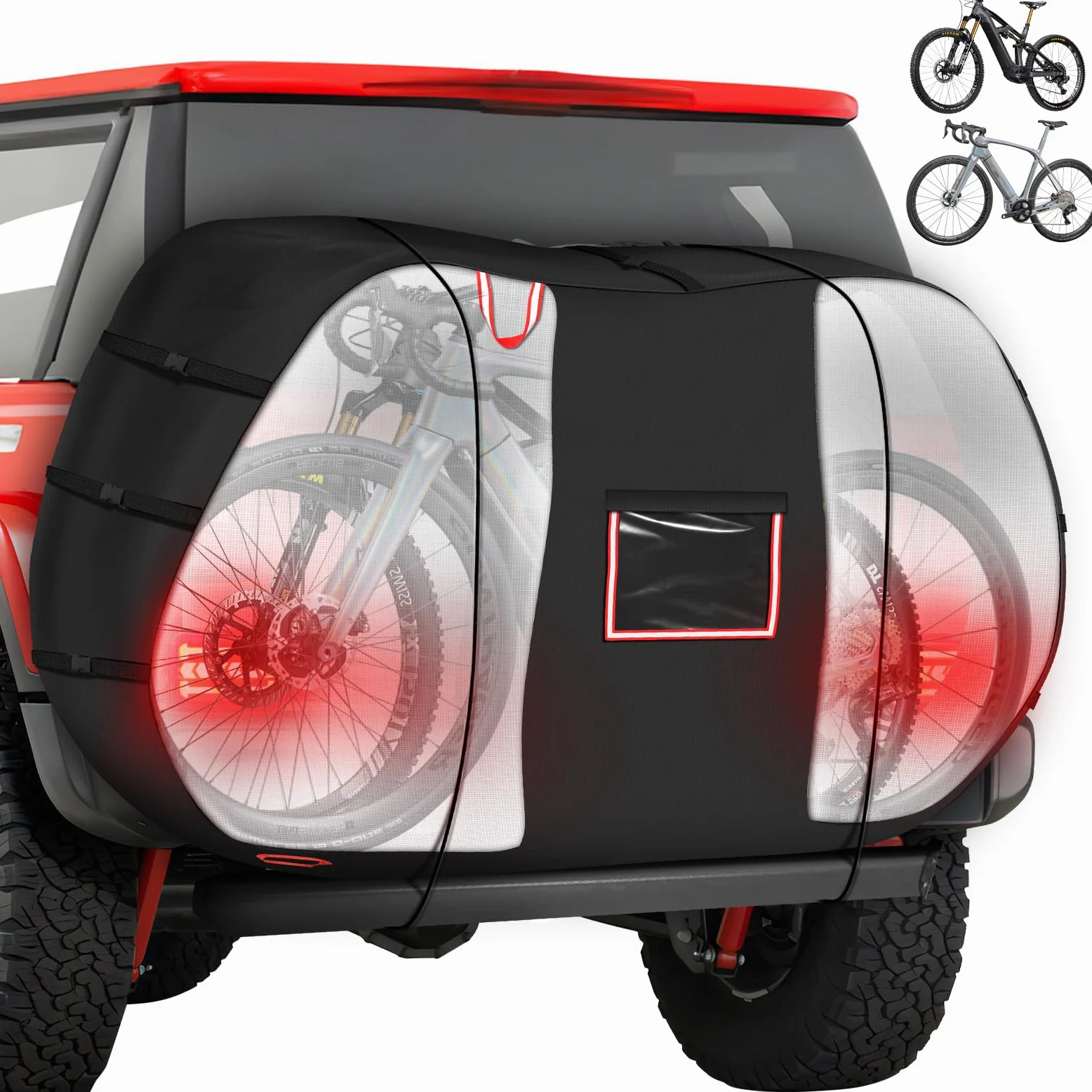 Funda para bicicleta al aire libre para transporte de 1/2 fundas para bicicletas en el estante trasero, impermeable, fundas de transporte para bicicletas en enganche de coche, almacenamiento de viaje