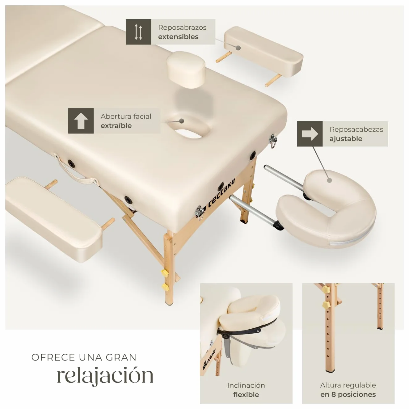Camilla de Masaje Acolchado 7,5 cm 2 Rodillos masajeadores Funda transportadora