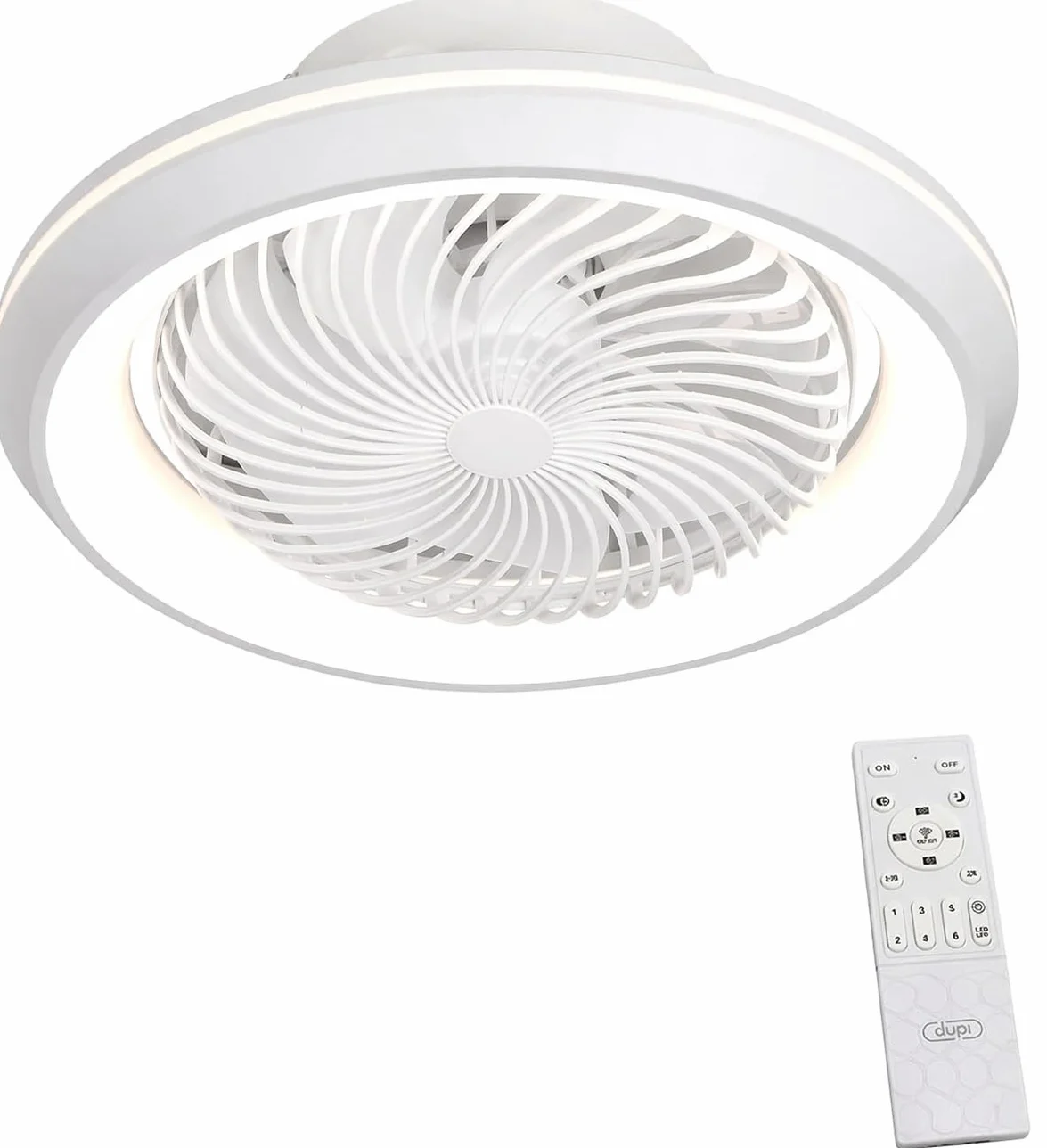 Ventilador Plafon Techo con Luz Led OSCILAND 360º 6 Velocidades Regulable 3000K-6500K Mando a Distancia Blanco