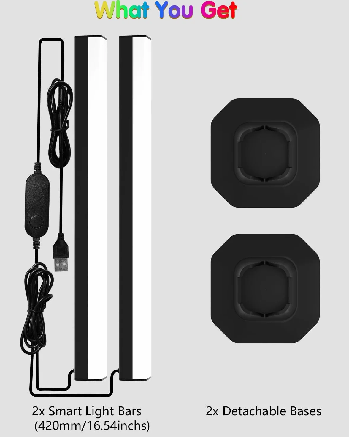 Barra de Luz LED RGBIC 42 cm, Lámpara Gaming USB con App Bluetooth, Iluminación 270° y Sincronización Musical