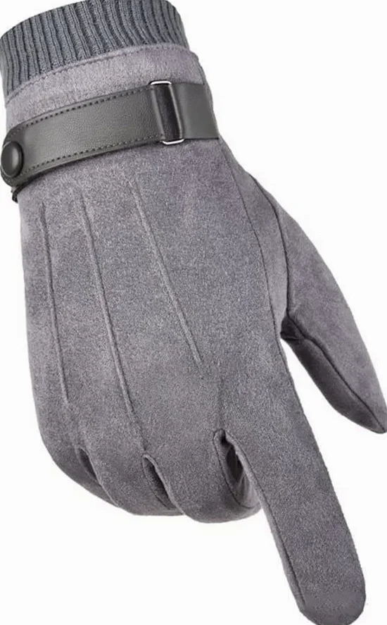 Guantes de equitación para hombre, piel de terciopelo, pantalla táctil, más terciopelo, gruesos, otoño e invierno, cálidos, para conducir, deportes al aire libre