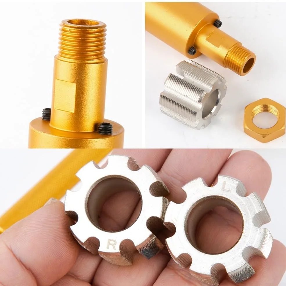 Juego de reparación de roscas BC1.37x24 para pedalier de bicicleta BC1.37x24 para marcos de acero, kit de mantenimiento de bicicleta HSS de 800 g, color amarillo
