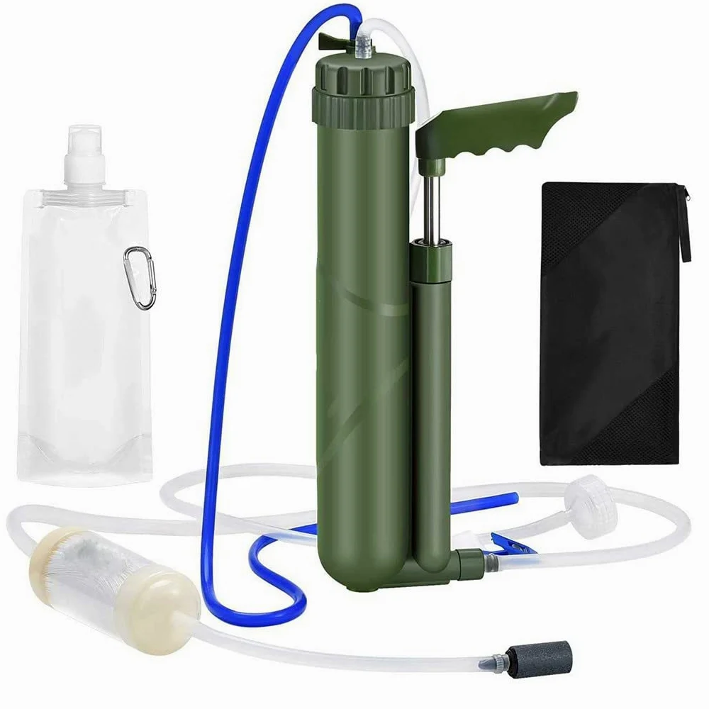 Sistema de Filtración de Agua Purificador de Paja, Filtro de Agua para Camping, Purificador de Agua Portátil para Emergencia Supervivencia Acampada Viaje
