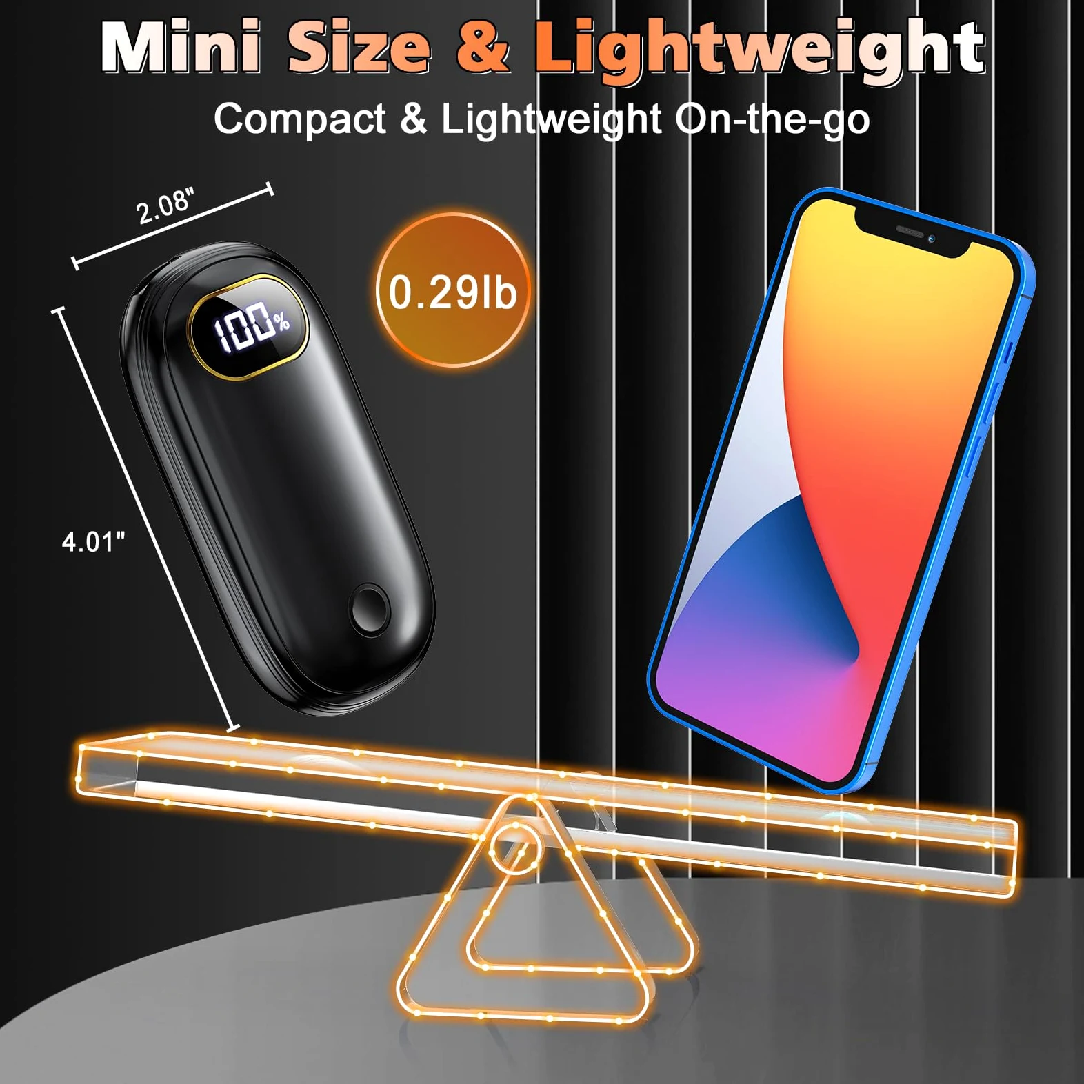 Calentadores de manos recargables, paquete de 2 calentadores de manos eléctricos con calefacción de doble cara para 15 horas de calor, pantalla LED y linterna, artículos esenciales de caza, regalos de