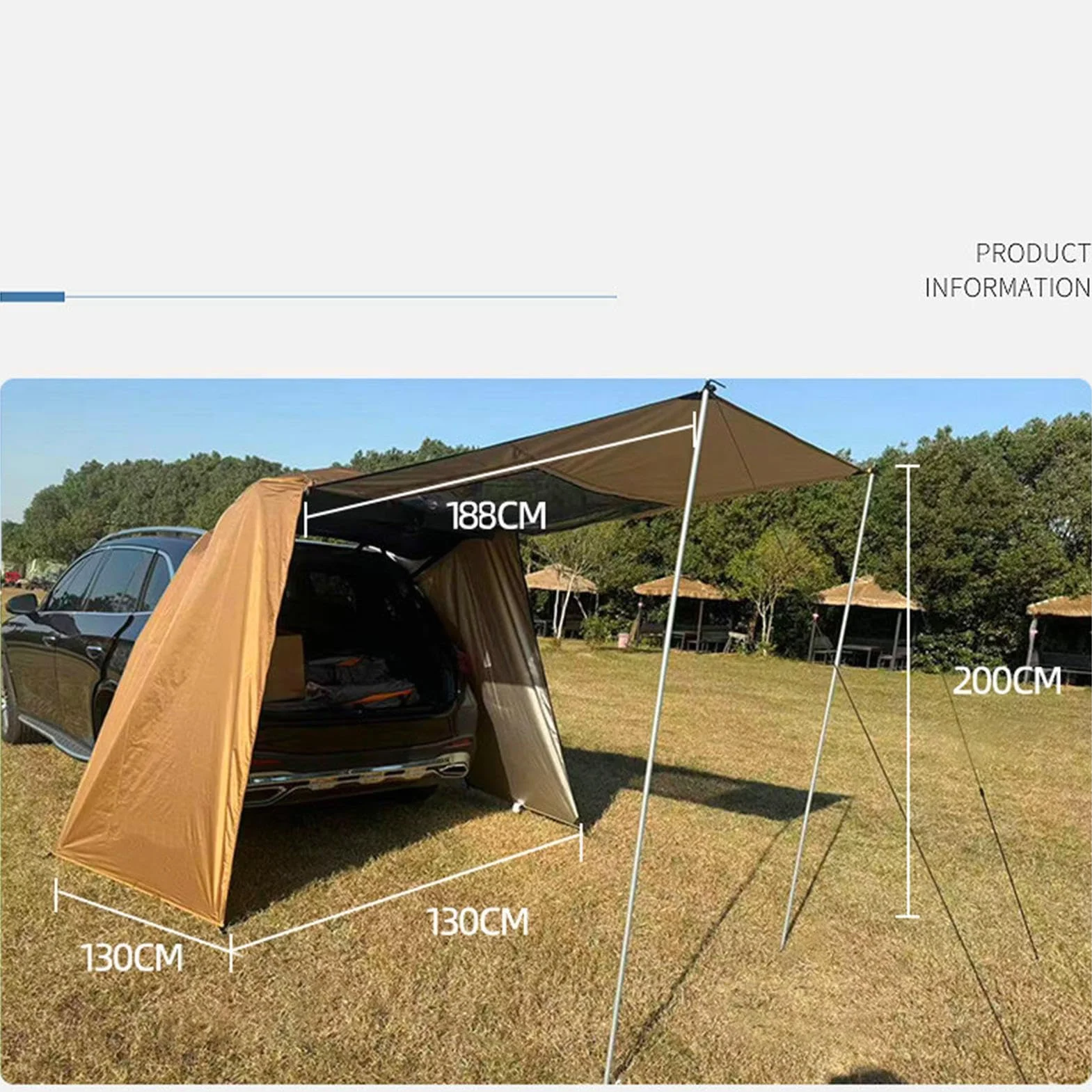 Tienda Para Puerta Trasera SUV - Poliéster 190T 190x130cm Impermeable | Toldo Trasero Para Coche Con Postes De Soporte, Refugio Para Acampar A Prueba De Viento Para SUV, Sedán, Camioneta, Furgoneta, V