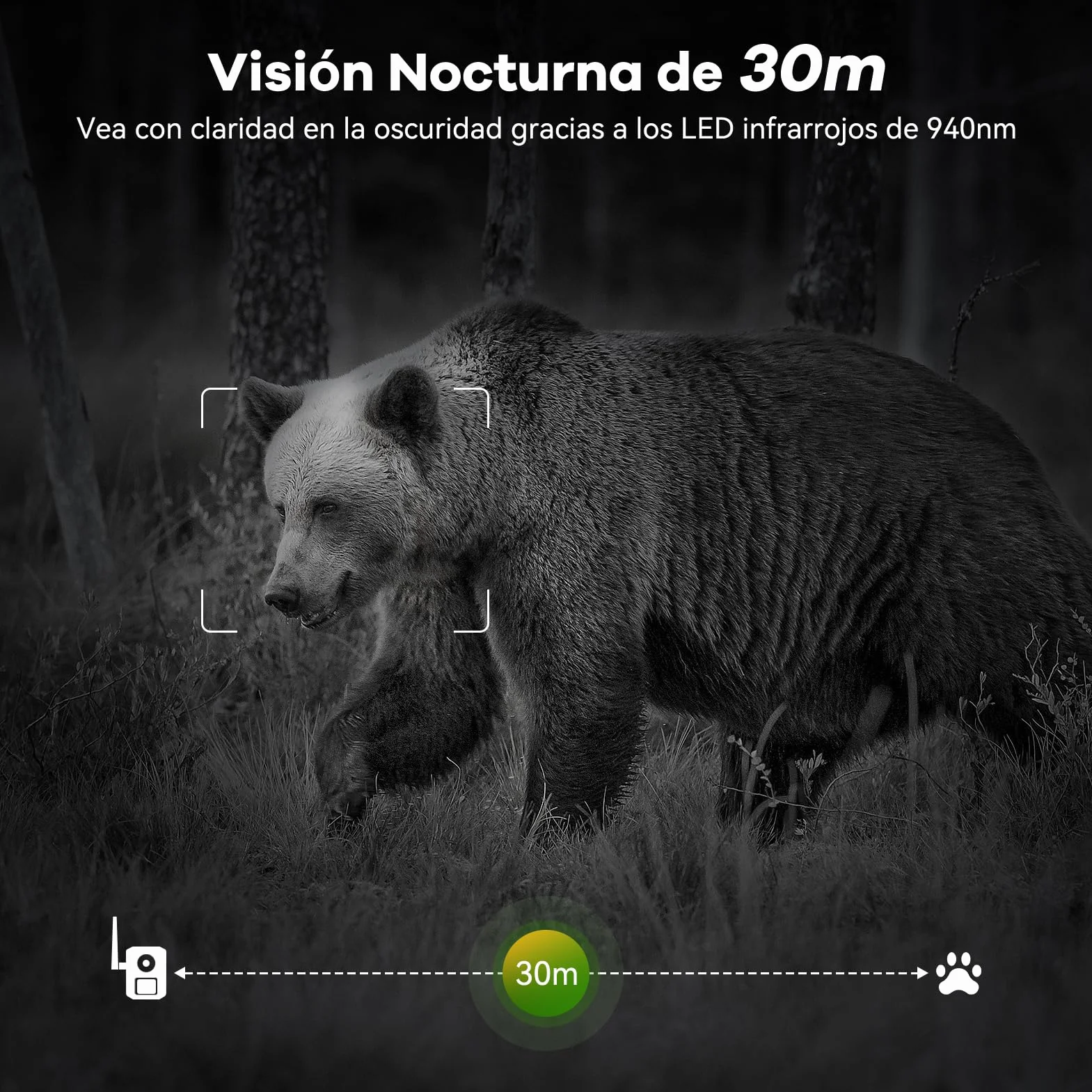 DEATTI Camara Fototrampeo Solar 4G LTE Camara Caza, Tarjeta SIM Camara de Caza Nocturna 940nm Invisibles IR Leds IP66 Impermeable, con Batería Incorporada de 7800mAh（Sin Tarjeta SD）