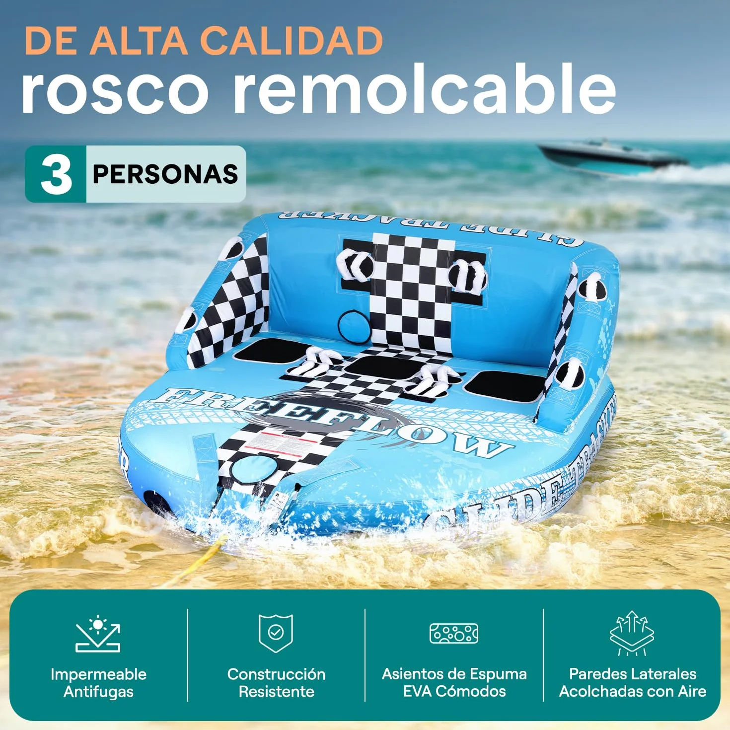 SereneLife Jobe Flotador Arrastre Inflable Deportes Acuaticos Donut Hinchable