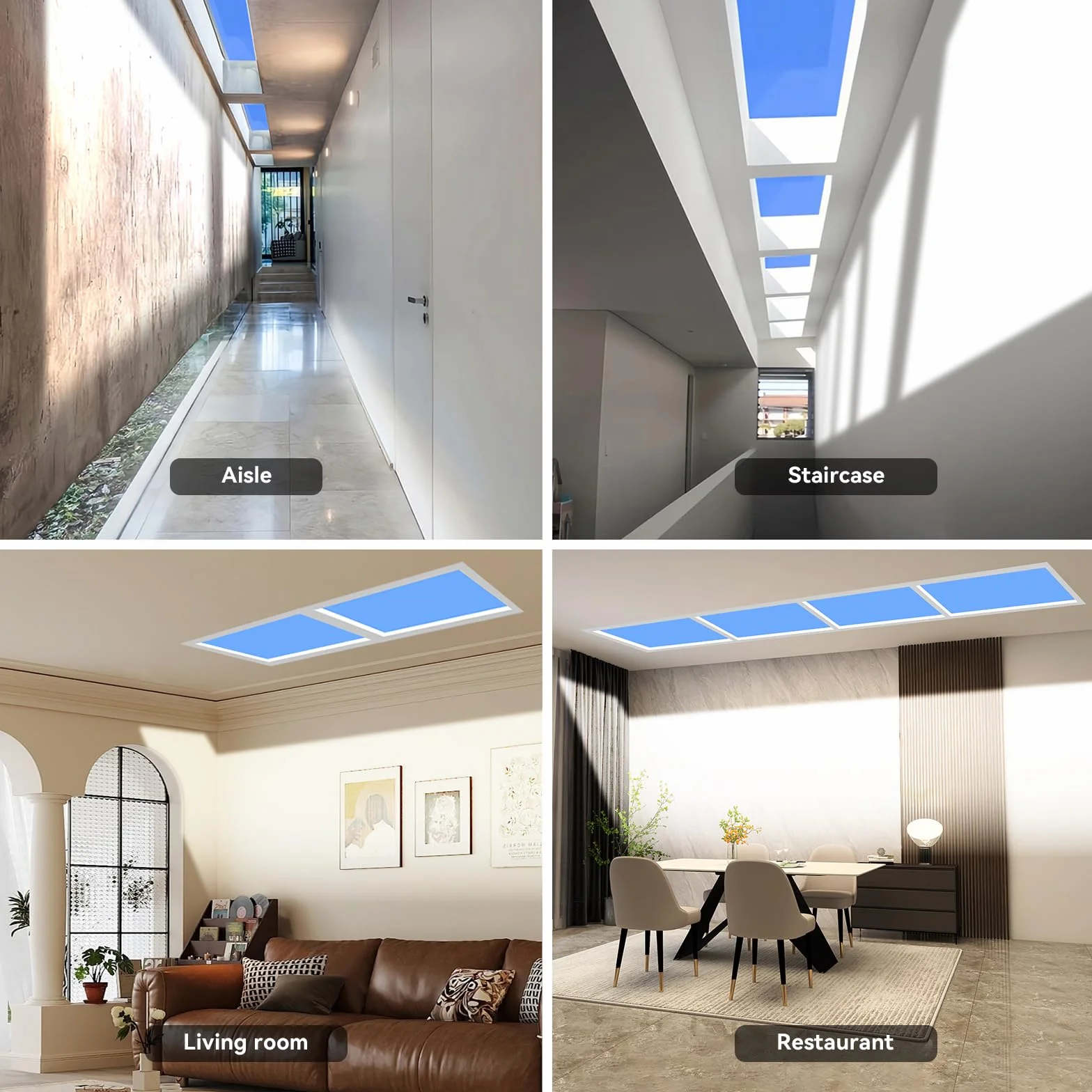 Luz LED de techo ambiental Azul cielo 60x30x16 cm para sótano garaje cocina dormitorio