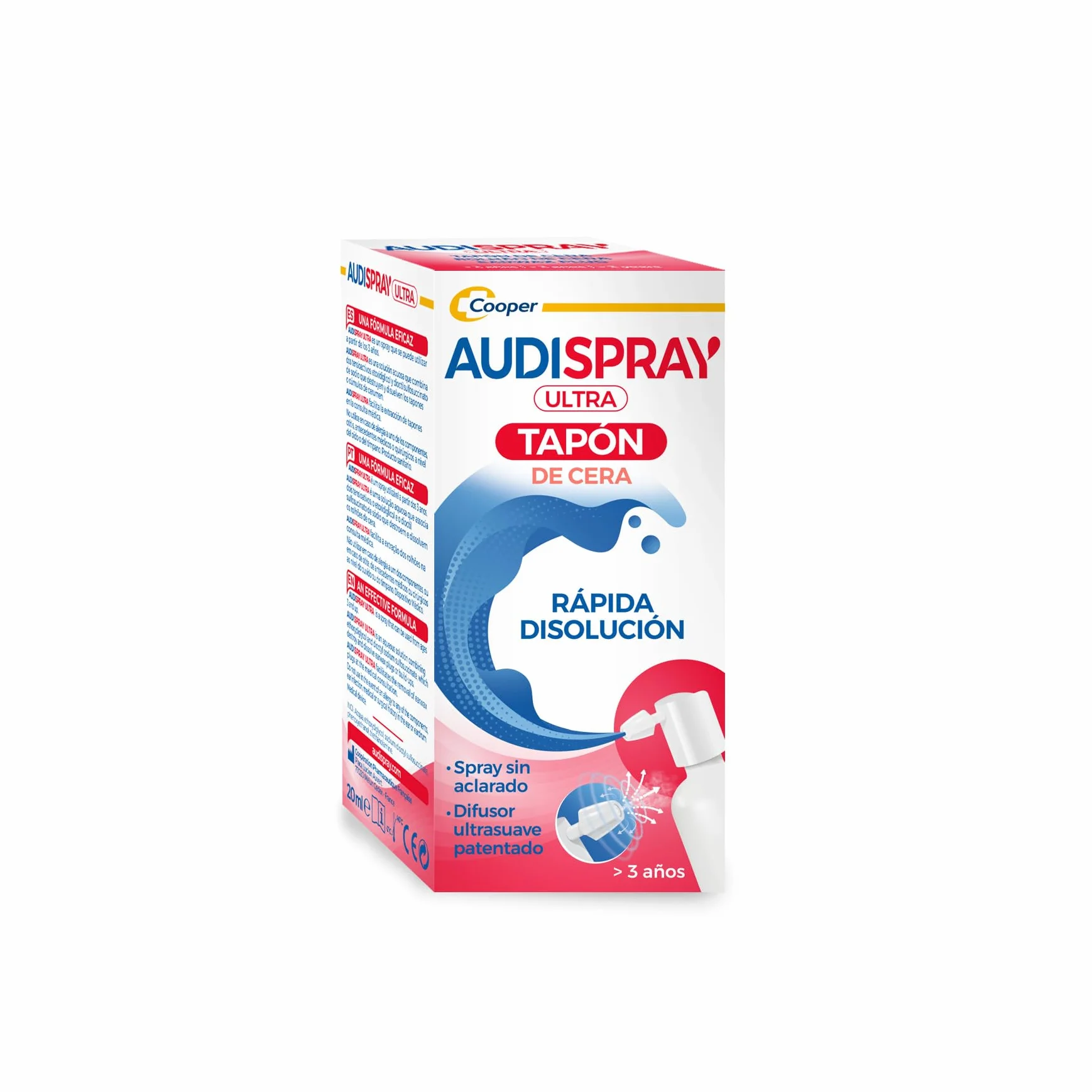 AUDISPRAY Ultra 20 ml para eliminar tapón de cerumen con boquilla patentada