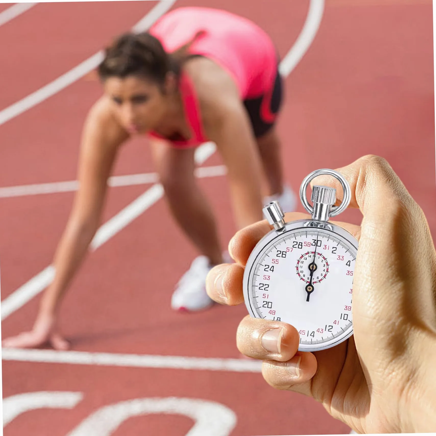 Cronómetro mecánico Cronómetro analógico de Acero Inoxidable de 30 Segundos con Pausa Temporizador portátil para Correr, Entrenar y experimentar.