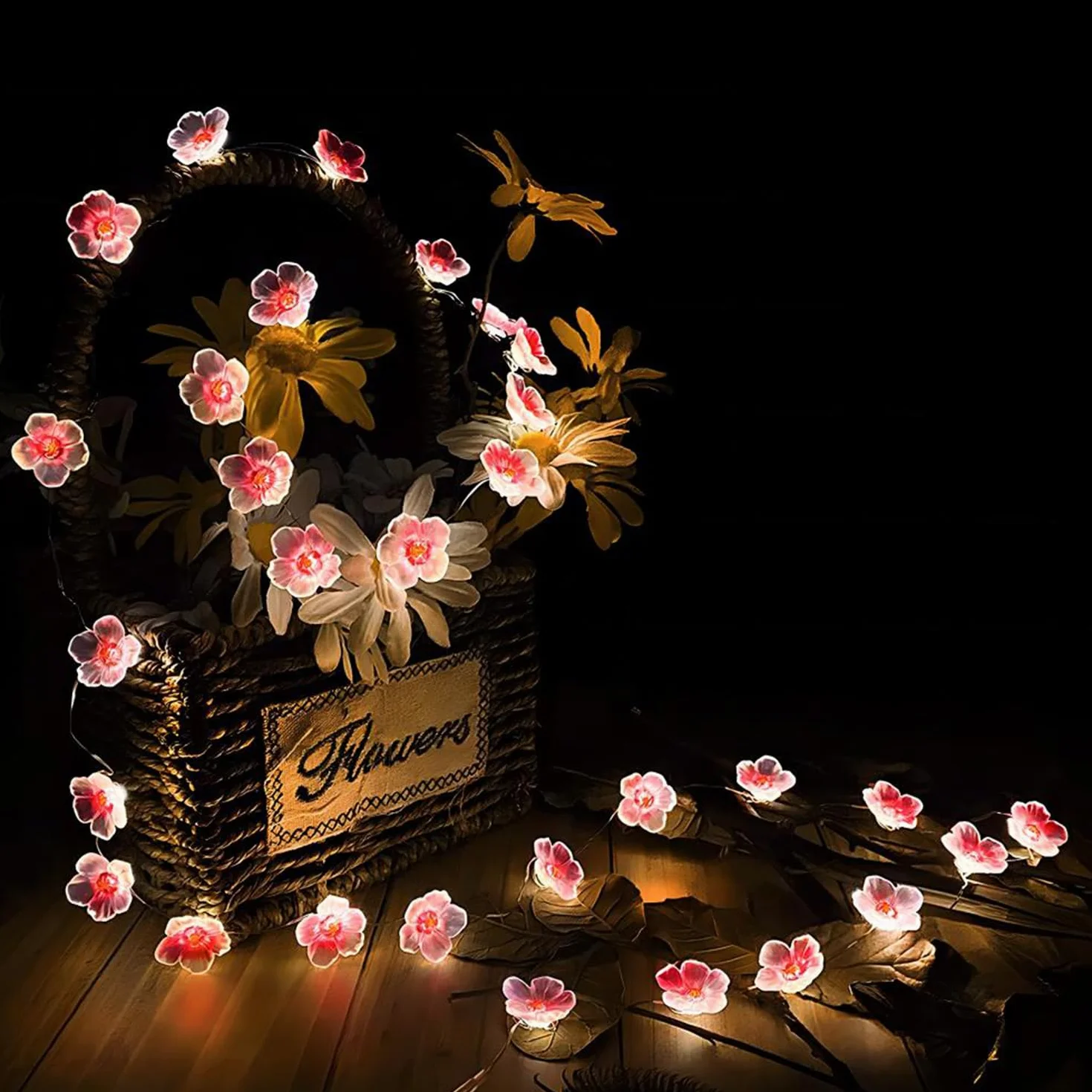 Auting Guirnalda LED flores de cerezo 2m 20 luces batería temporizador