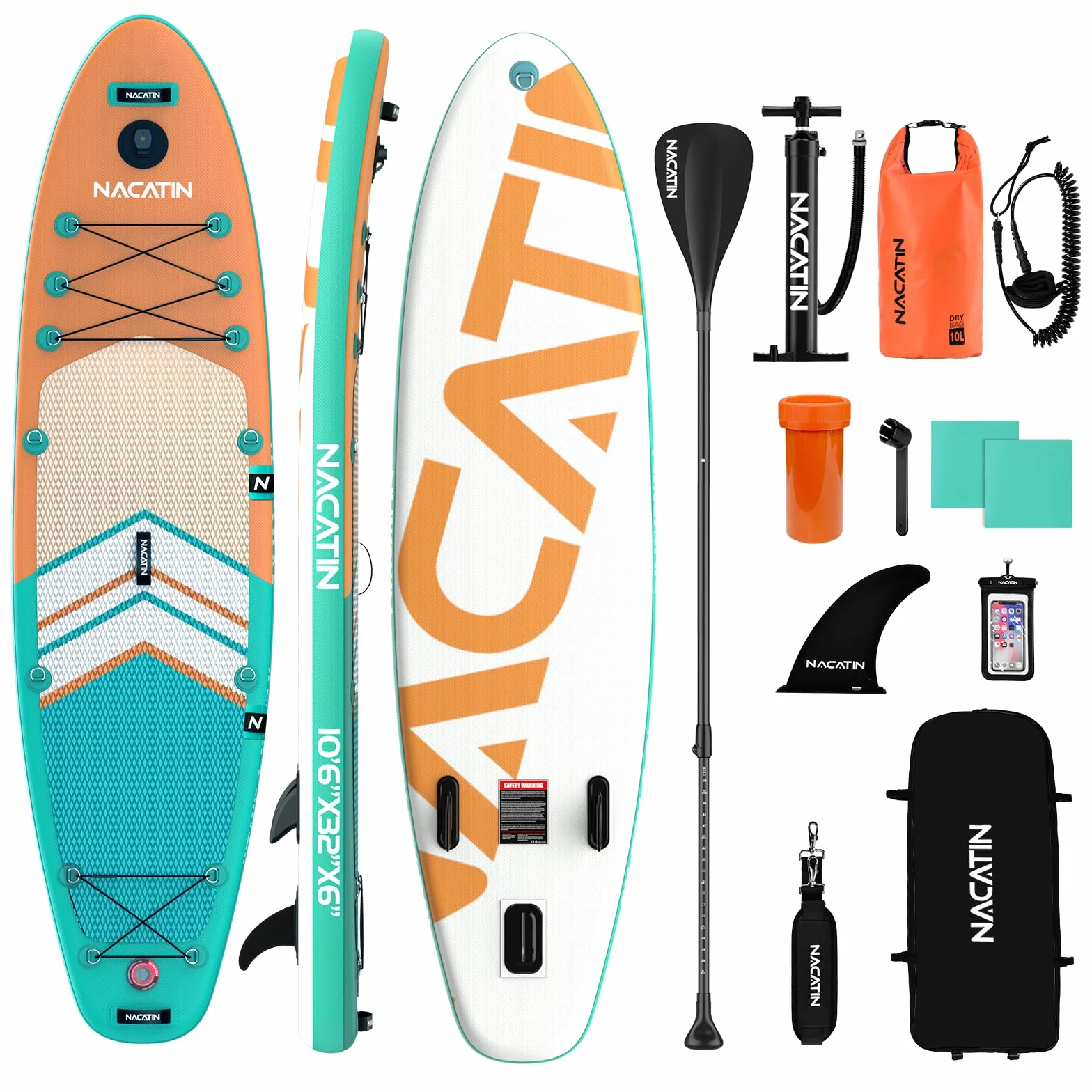 NACATIN Inflable Stand Up Paddle Board SUP (naranja)