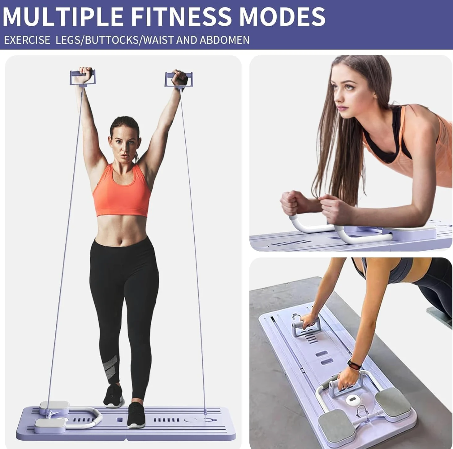 NILoykg& Rueda Abdominal, AB Roller Wheel Board 'Versátil Rebote automático Fitness Trainer Board Diseño Plegable con Bandas de Resistencia y Soporte para teléfono para Mujeres y Hombres