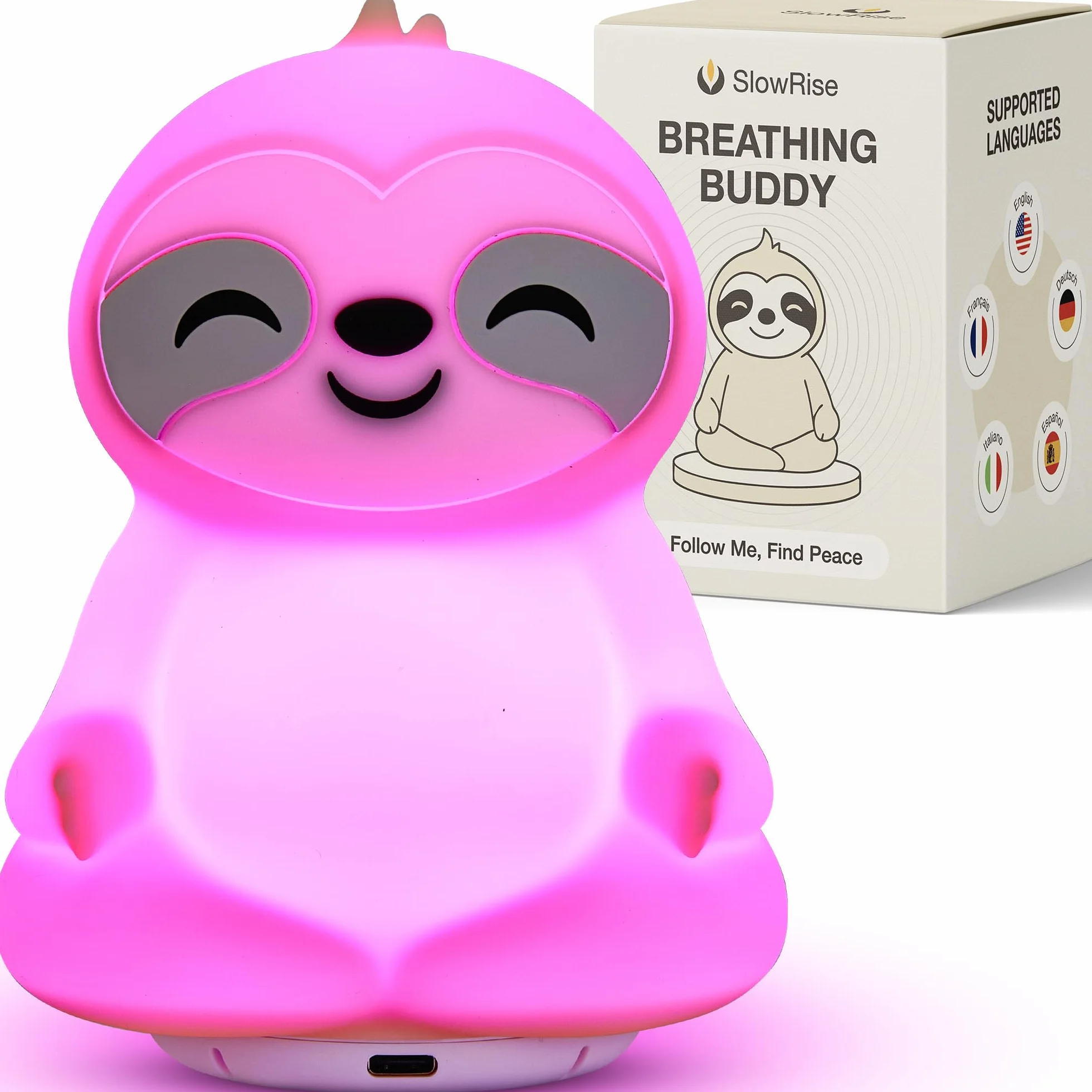 Entrenador de Respiración con Guía de Luz y Voz Recargable Mindfulness Sueño Relajación