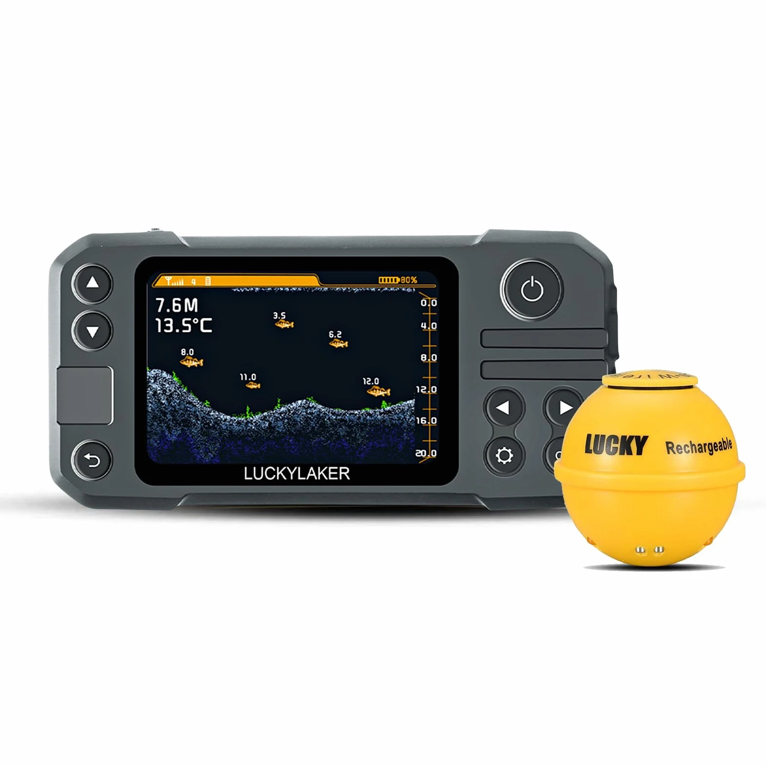 LUCKY Transductor Portátil Detector de Peces Sonar Inalámbrico MT-202 Para Kayak Embarcaciones Pesca