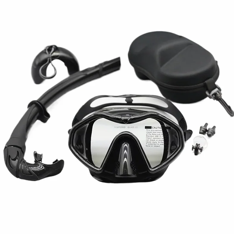Máscara de Snorkel Buceo Kit de Snorkel de Silicona Impermeable y antivaho para Adultos con Espejo de Superficie de Buceo de Gran tamaño
