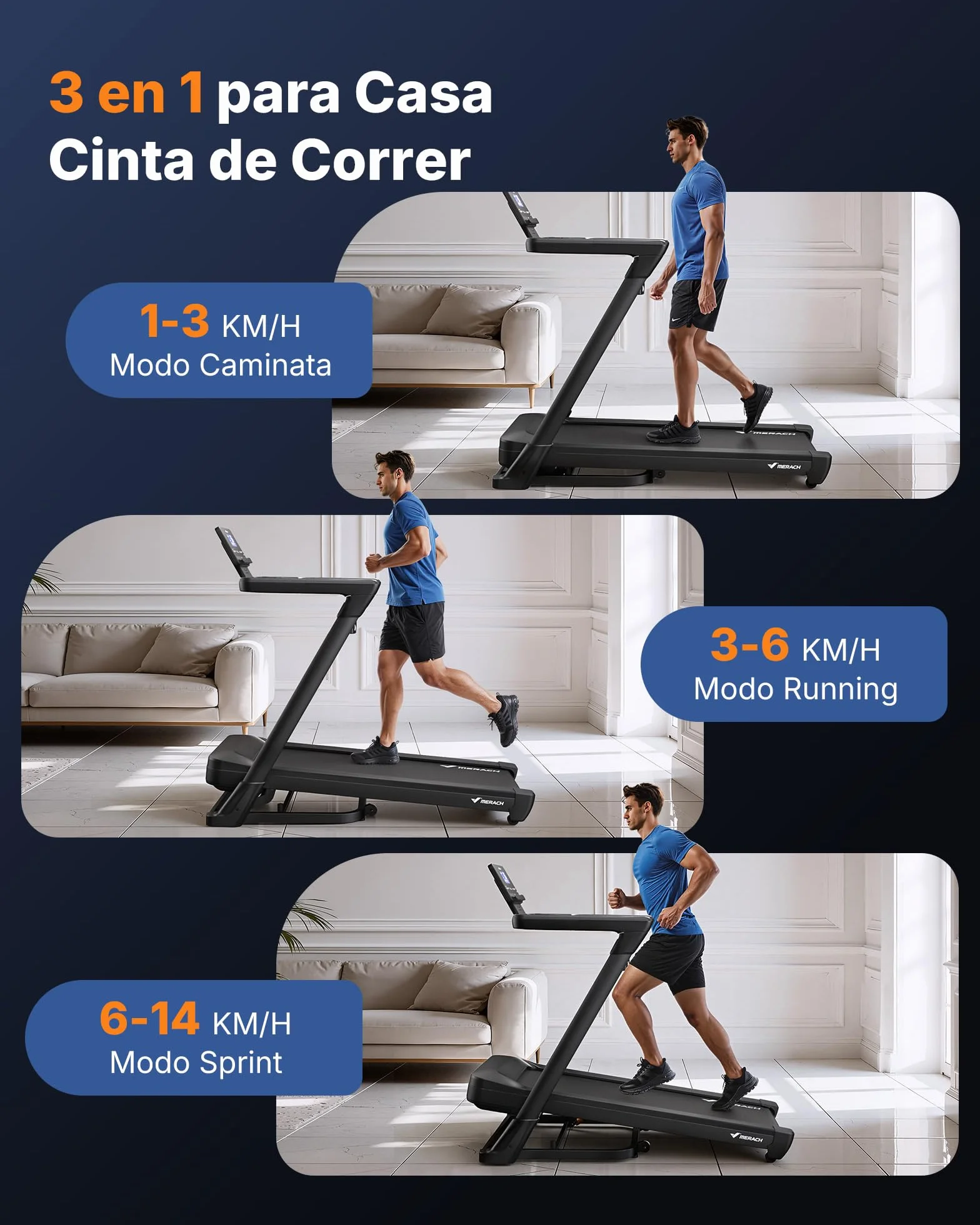 MERACH Cinta de Correr Plegable 46*120 CM/46*140 CM, 18% Inclinación Automática Cinta de Andar, 3.5HP Walking Pad, 14KM/H Caminadora Electrica para Hogar/Oficina, 159KG Treadmill for Home, LCD, App