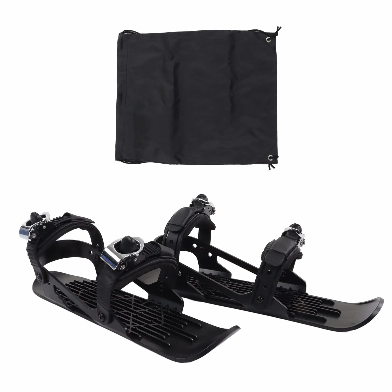 Mini patines cortos de esquí para nieve, esquís para zapatos de invierno, patines de nieve cortos, patines de nieve, skiboards ajustables para fijar a botas de esquí (negro)