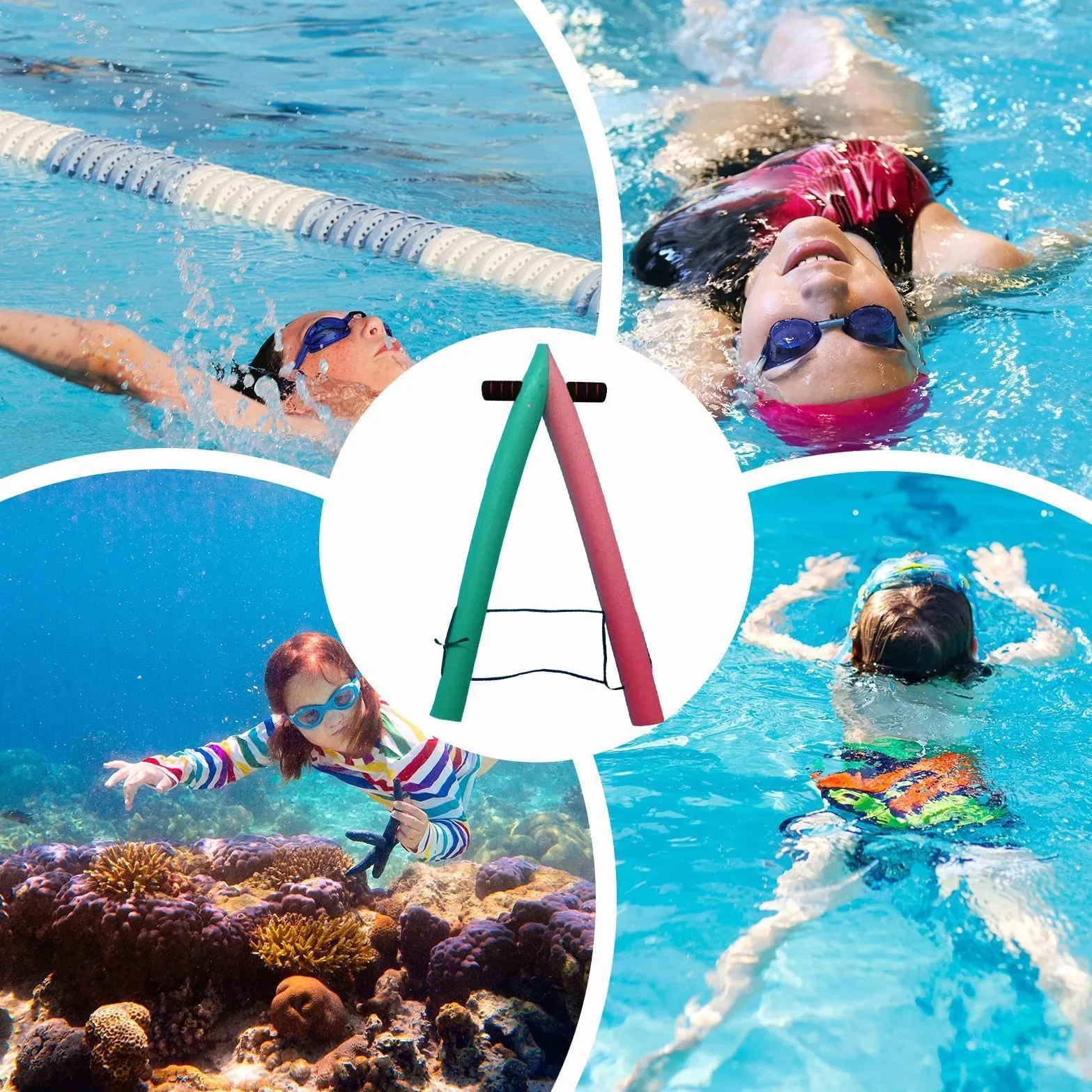 Pool Noodles para Adultos Flotación portátil de alta visibilidad | Raft de Piscina y Noodles de Agua para Viajes Verano Vacaciones Playa Lago Río en el Patio Trasero al Aire Libre