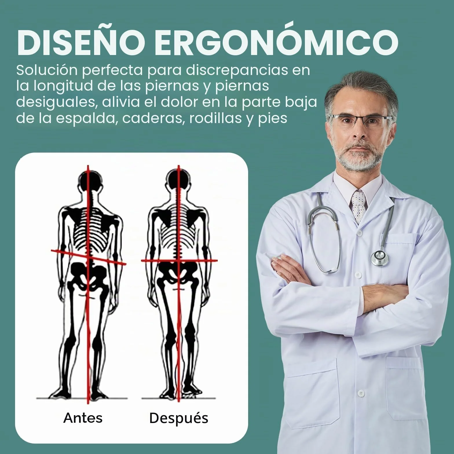 Welnove 4 capas de zapatos ajustables para piernas desiguales, incremento de altura 1 pulgada, beige M