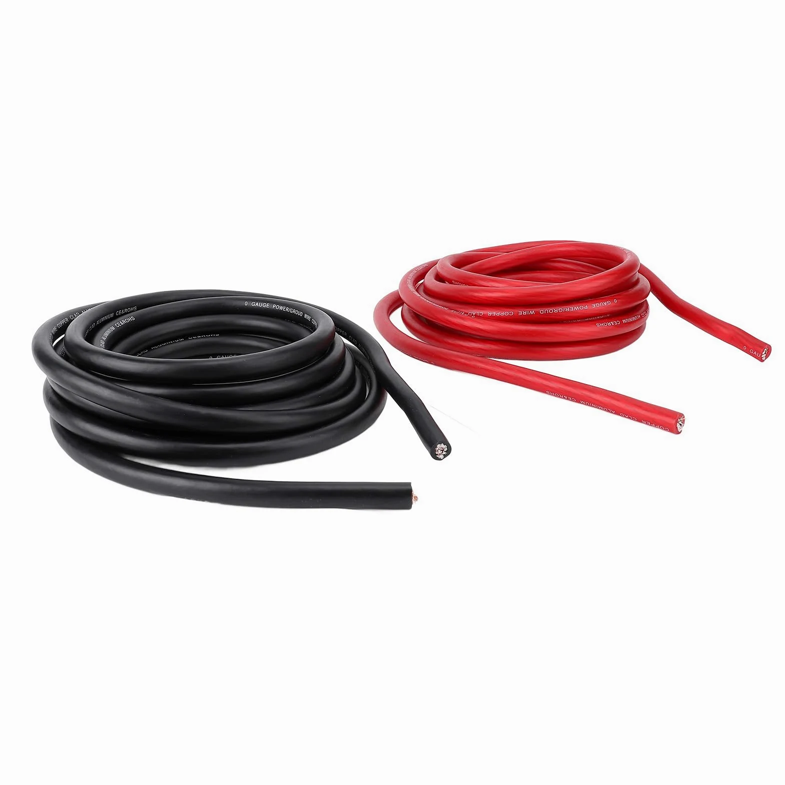 Generic Cable de Tierra 1/0AWG Cable Flexible Rojo Negro de 20 Pies para Sistemas de Audio de Automóvil con Material de Cobre y Rendimiento de Sonido Mejorado