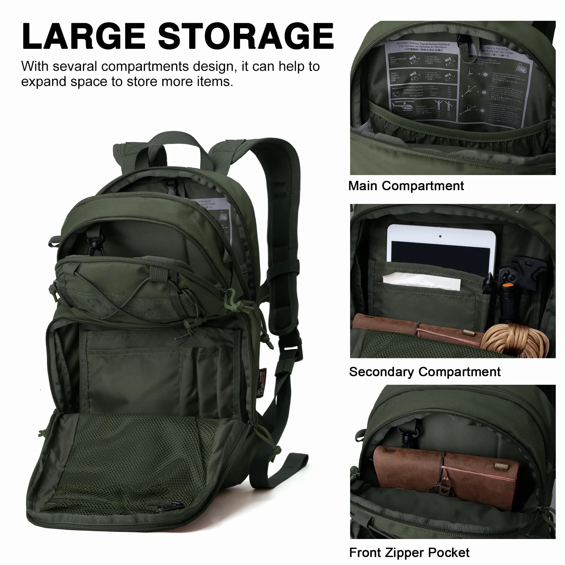 Mardingtop Mochila de ciclismo de 15 L para hombre y mujer, panel trasero de malla transpirable con práctico sistema Molle y soporte para casco para ciclismo, senderismo, correr, esquí