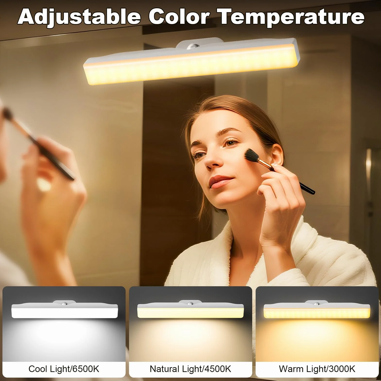 Lámpara Sin Cables LED Recargable 4000mAH para Espejo de Maquillaje con Brillo Ajustable