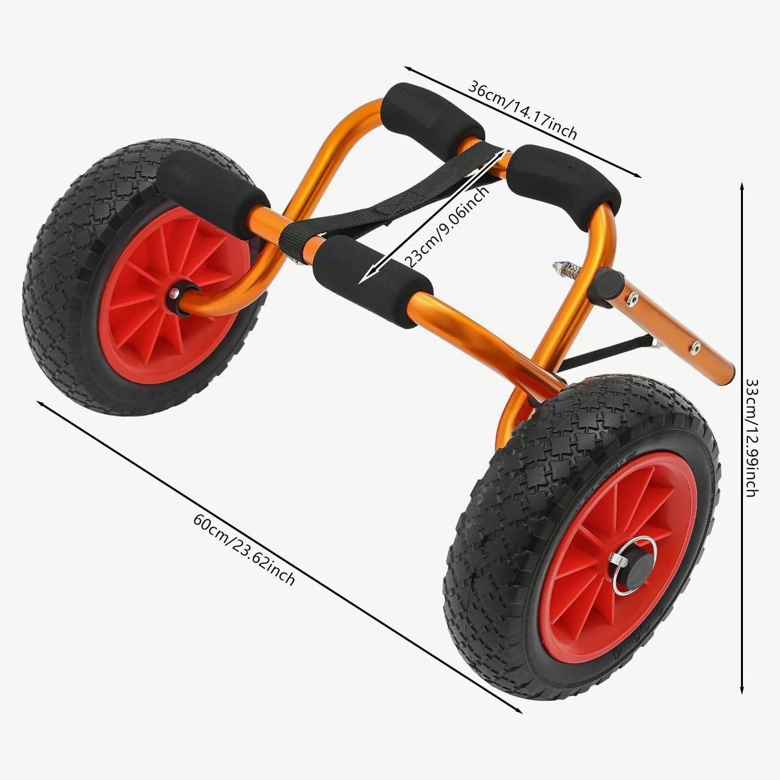 Carro plegable para kayak, ruedas de espuma de aluminio, 80 kg/176,37 libras, capacidad de carga, ligero, portátil, para el transporte de kayaks, canoas, tablas de remo