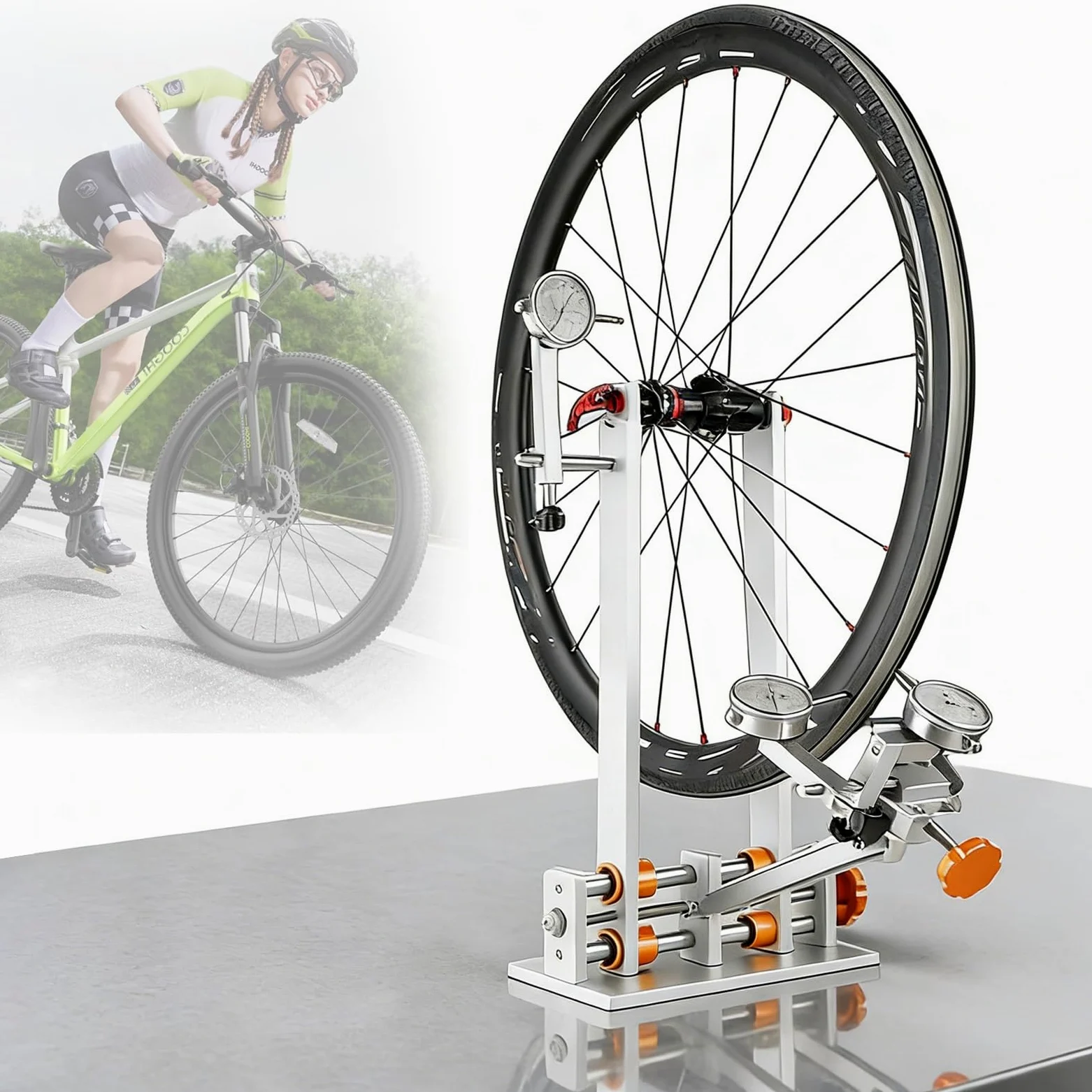 Soporte Para Centrar Ruedas De Bicicleta, Herramienta Profesional Para Reparación De Llantas Con 4 Rodamientos Y Llave Para Radios De Varios Tamaños, Compatible Con Ruedas De 16 a 29 Pulgadas
