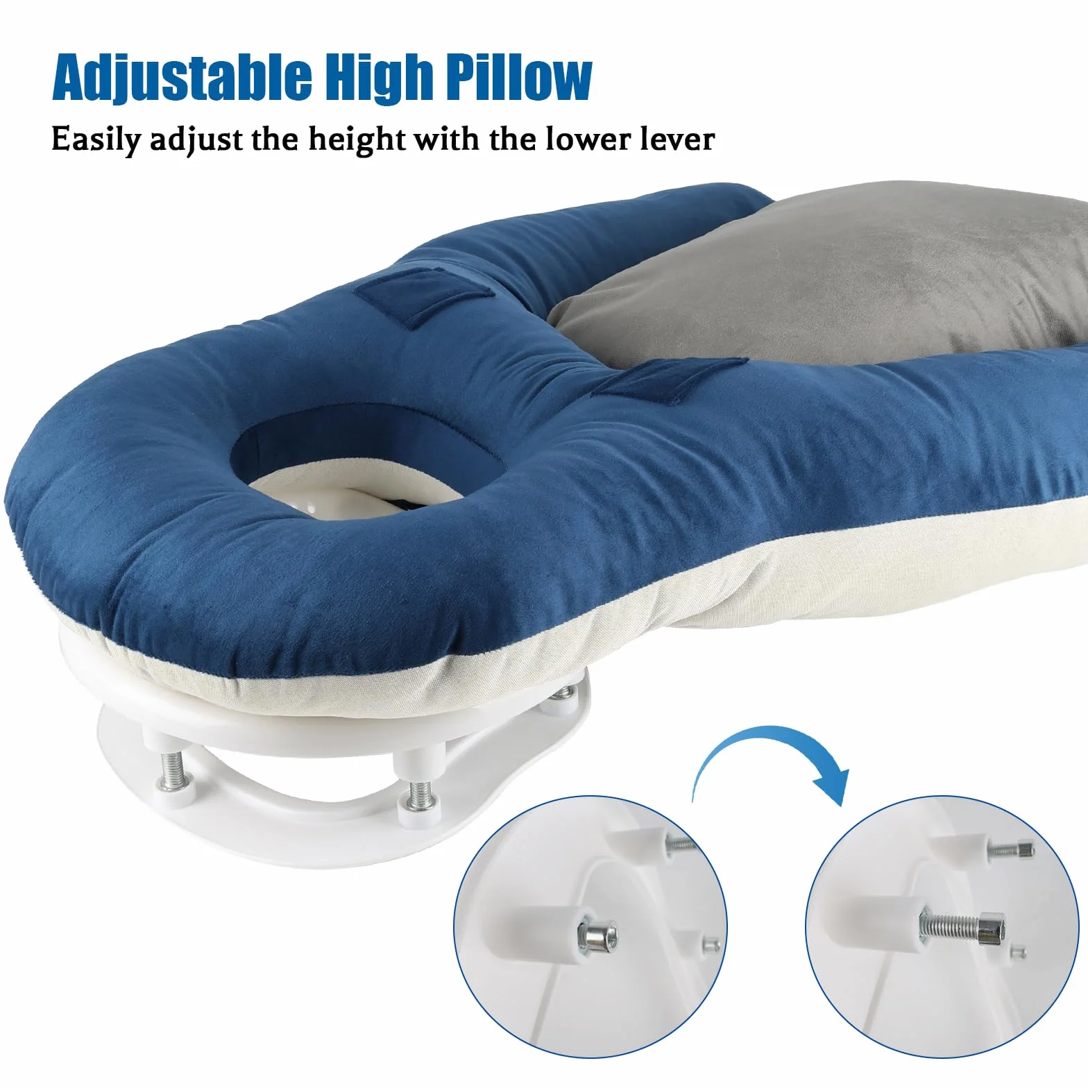 JAOGAUS Almohada Facial para Dormir Boca Abajo, Cojín Ergonómico con Memory Foam, Reposacabezas Ajustable