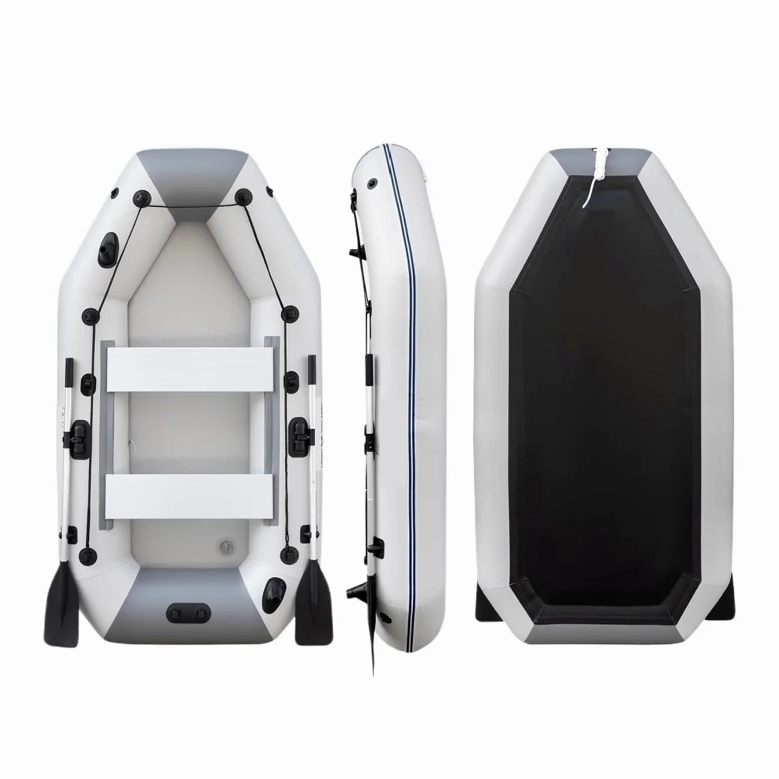 Barco de Pesca Inflable en Kayak: embarcación Deriva Gris Brillante for 2 Personas for Pescadores