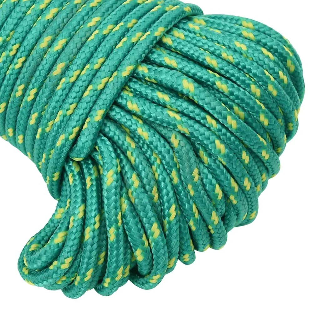 Cuerda de polipropileno verde de 4 mm 500 m para velero, barco, yate para atar, resistente a la intemperie, fácil de atar y manejar