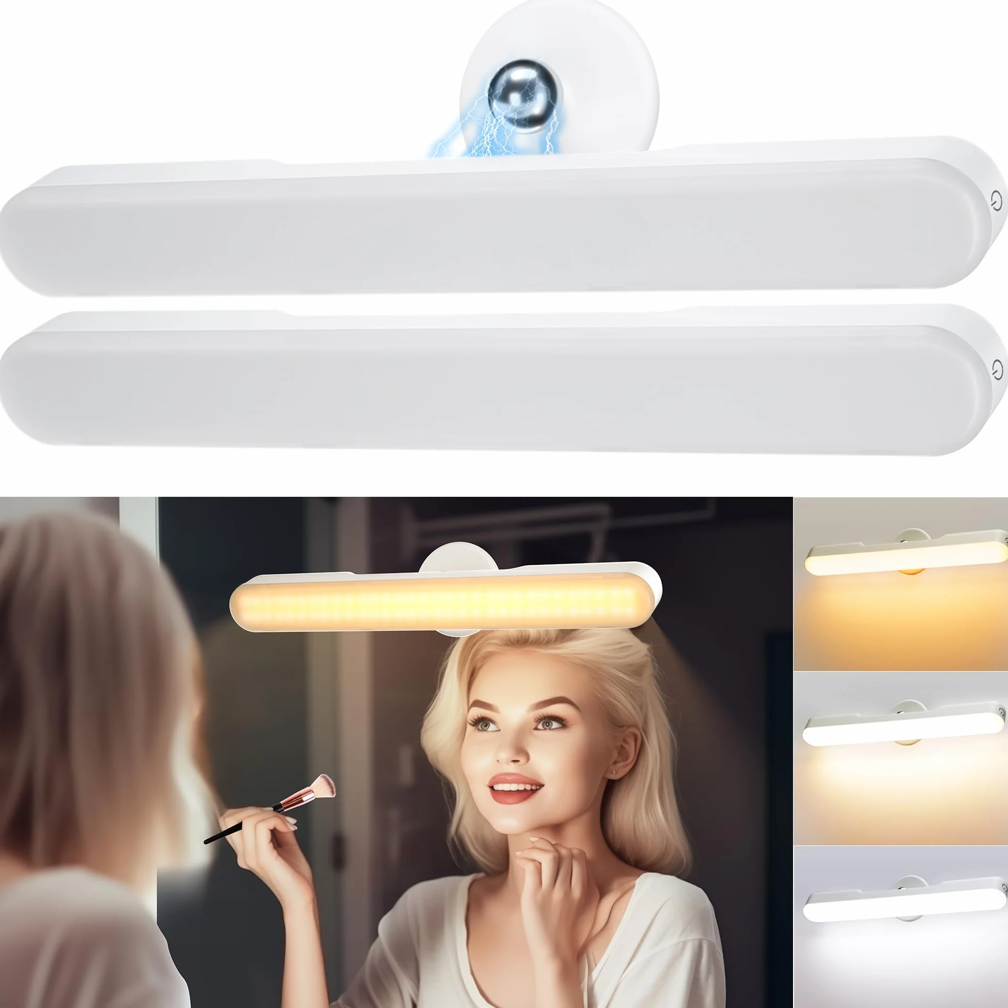 Iluminación LED de Maquillaje Recargable 4000 mAh Regulable para Lámpara de Tocador, Rotación 360°