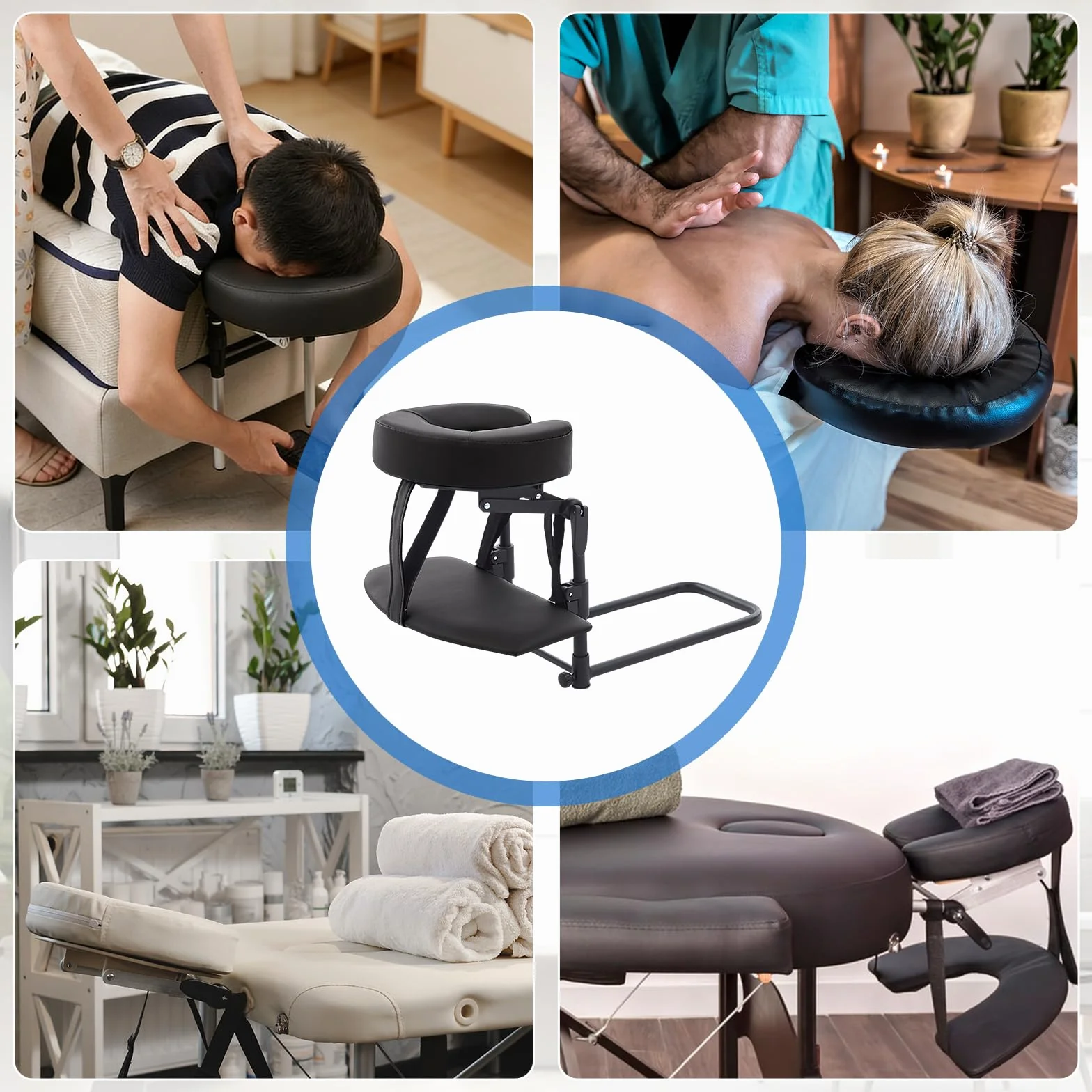 MagiDeal Reposacabezas para Colchón Almohada de Masaje Boca Abajo Altura Ajustable Multifunción Cojín de Relajación Facial Negro