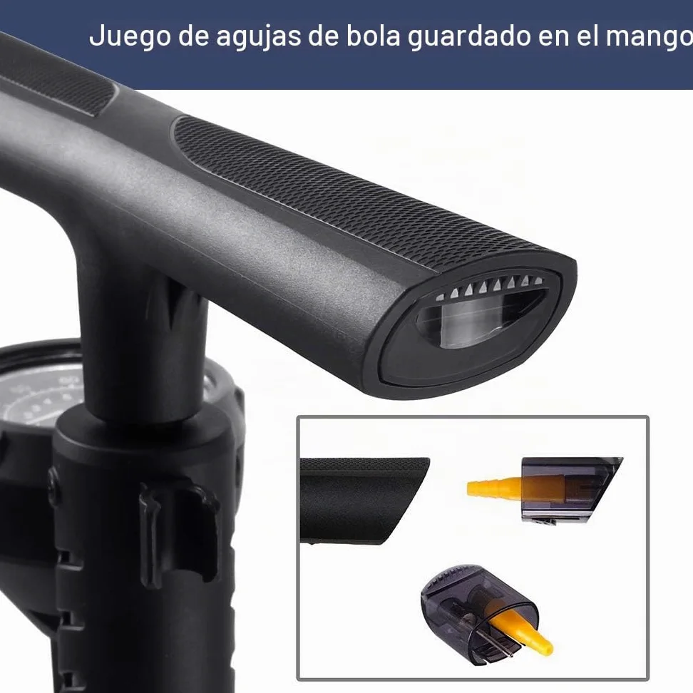 Beto Bomba de bicicleta portátil – Bomba de suelo para bicicleta con indicador industrial montado en la parte superior y botón de purga de aire – Válvula Presta Schrader Dunlop universal, tubo de