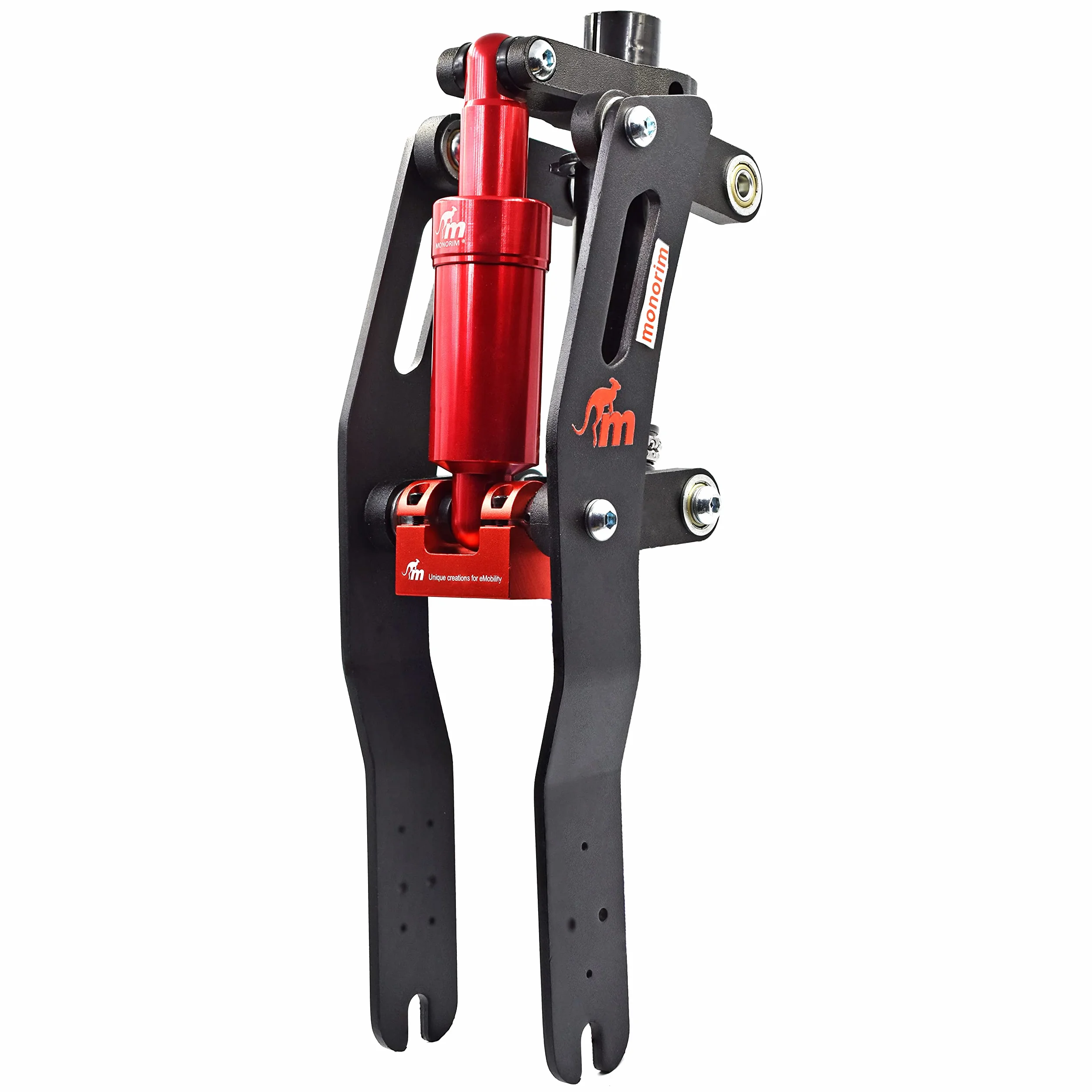 myBESTscooter Kit de suspensión Monorim Original V4 para los Modelos M365, 1S, Essential, Pro 2, Mi3, Pro4 del Patinete eléctrico Xiaomi (Black/Red)