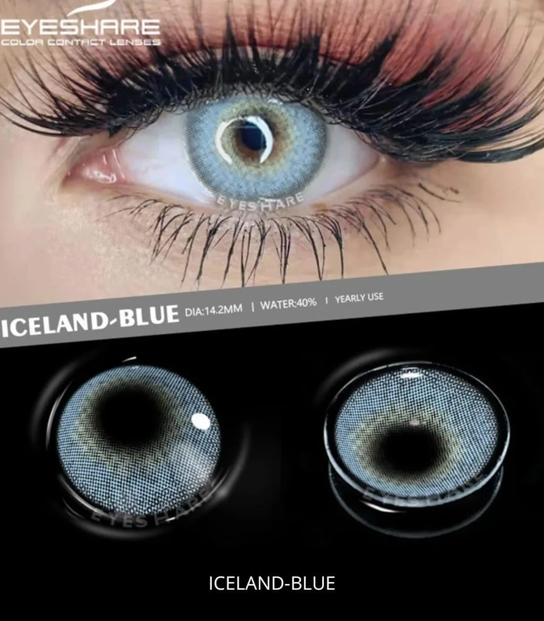 Lentes de contacto de color Azul Sin Graduar Hidrogel 1 Año