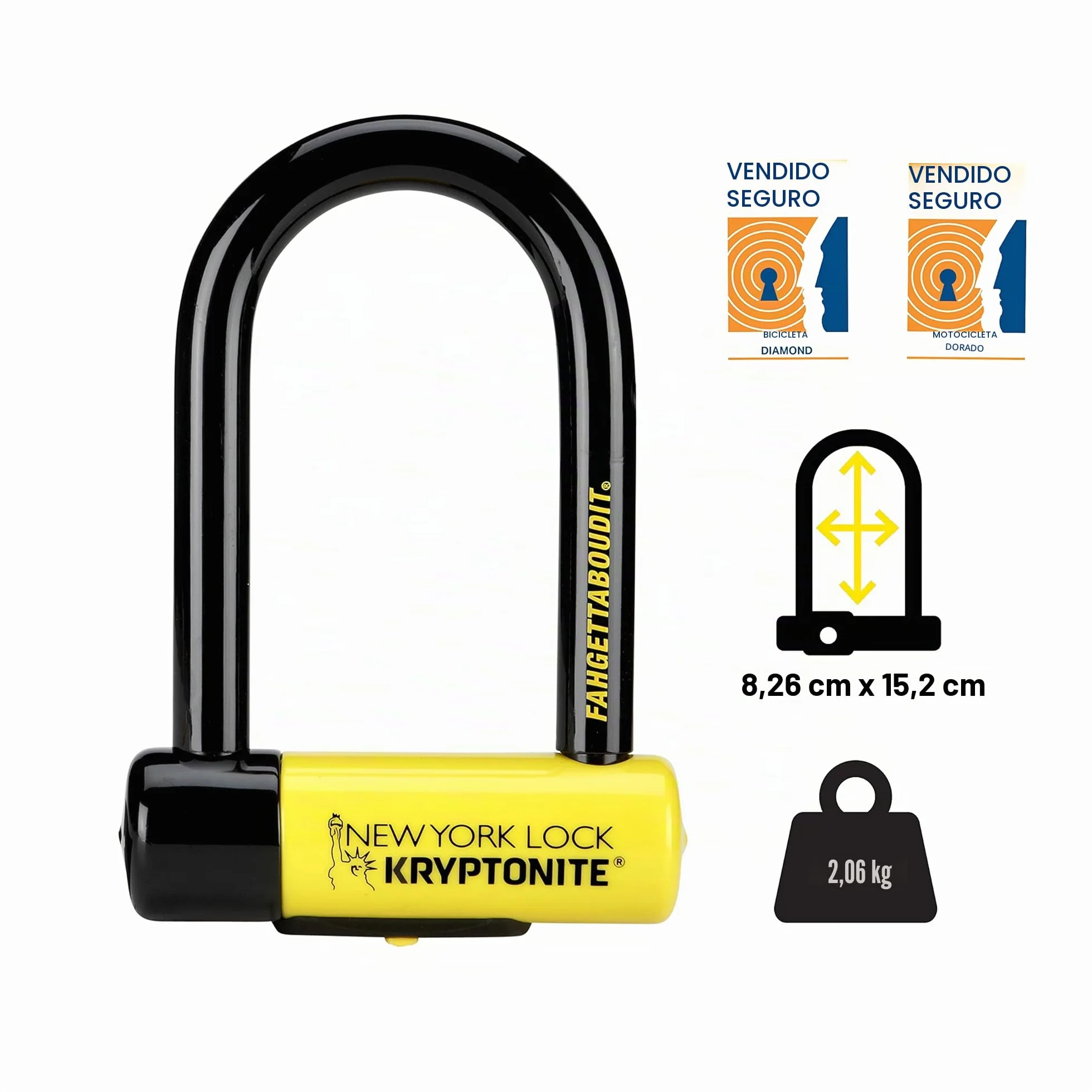 Kryptonite New York FAHGETTABOUDIT Lock - Amarillo, Mini