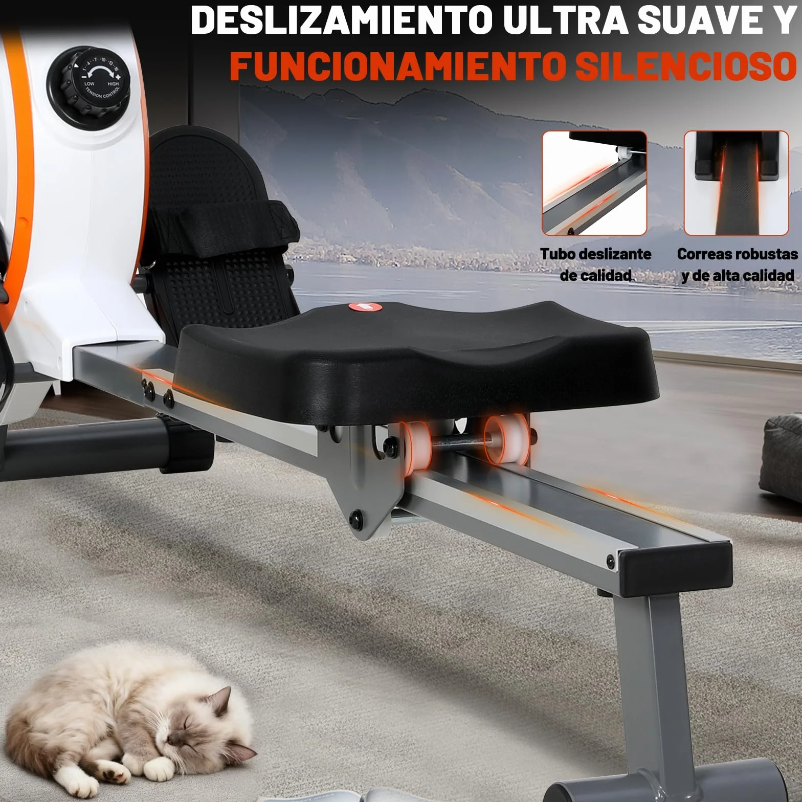 Máquina De Remo para Casa, Máquina Remo Magnético con 16 Niveles de Resistencia, Pantalla LCD, Maquina De Remo para Casa súper silenciosa, Rowing Machine Remo Fitness Gym En Casa