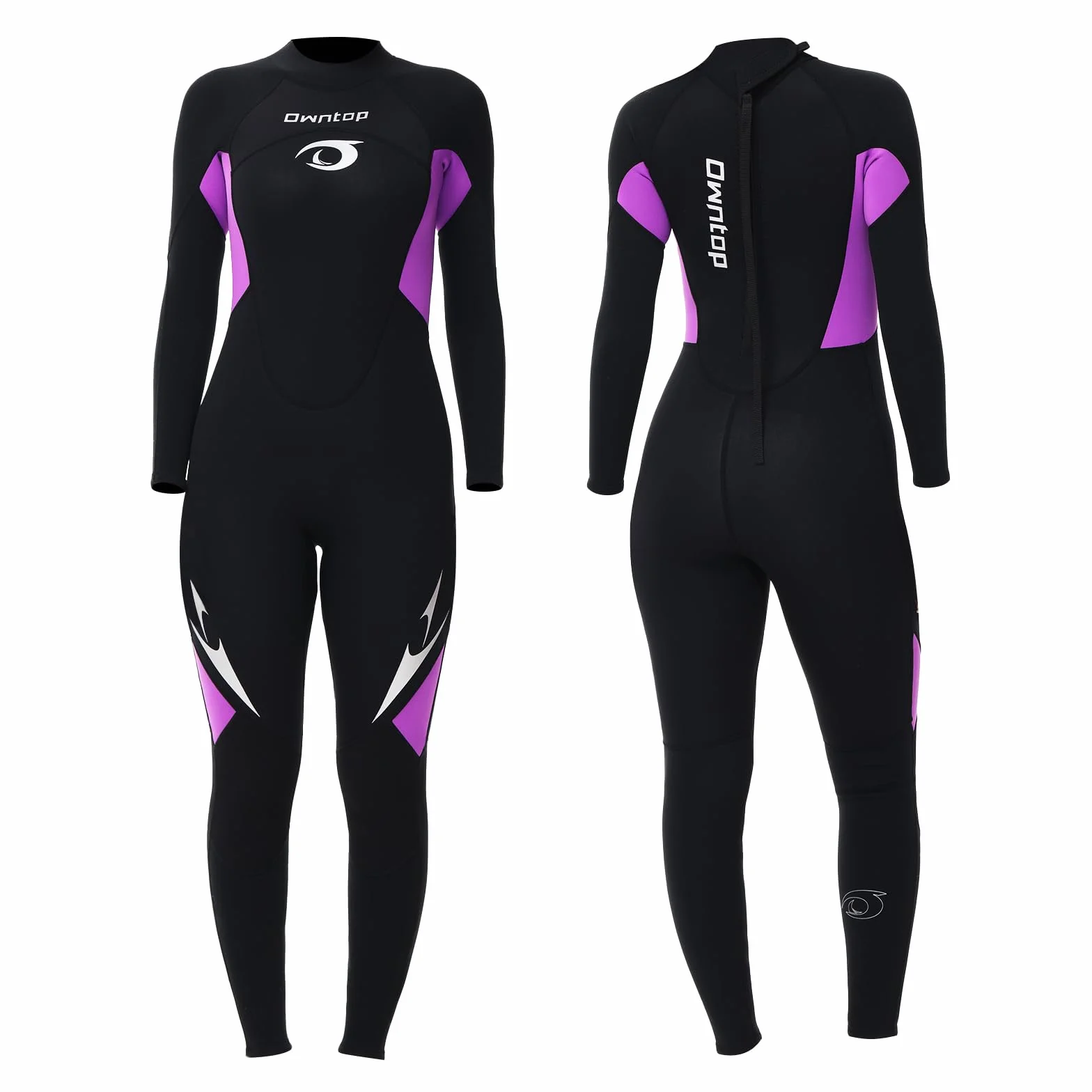 Owntop Neopreno Mujer 3/2mm Completo, Traje de Neopreno de Invierno de Manga Larga Ultra-Elástico, Cremallera Trasera Traje de Neopreno para Surf y Buceo para Adultos, Mujer Morado 3XL