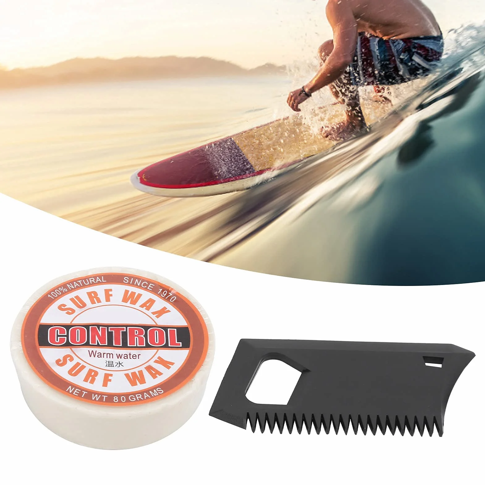 VGEBY Surf Wax Portable Antideslizante Parafina Surf Skateborad Wax Tabla de Surf Accesorio con Peine de Cera
