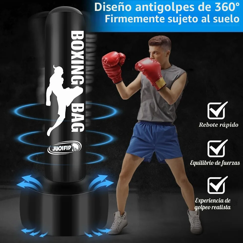 180cm Pesado Saco de Boxeo Adultos, Freestanding Saco de Boxeo Inflable Kickboxing Bolsa para Entrenamiento MMA Muay Thai Fitness
