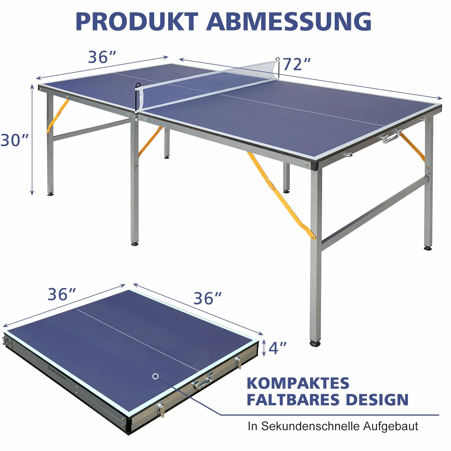Folding Table Tennis Table 6x3 Feet Professional Tournament Grade with Balls Racket Set