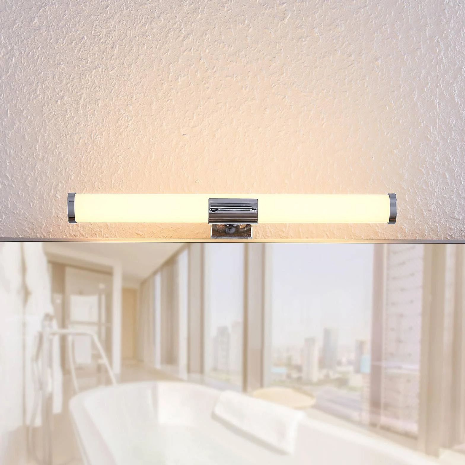 Lindby LED Lámpara de pared Naili Plateado Plástico Baño 1 llama