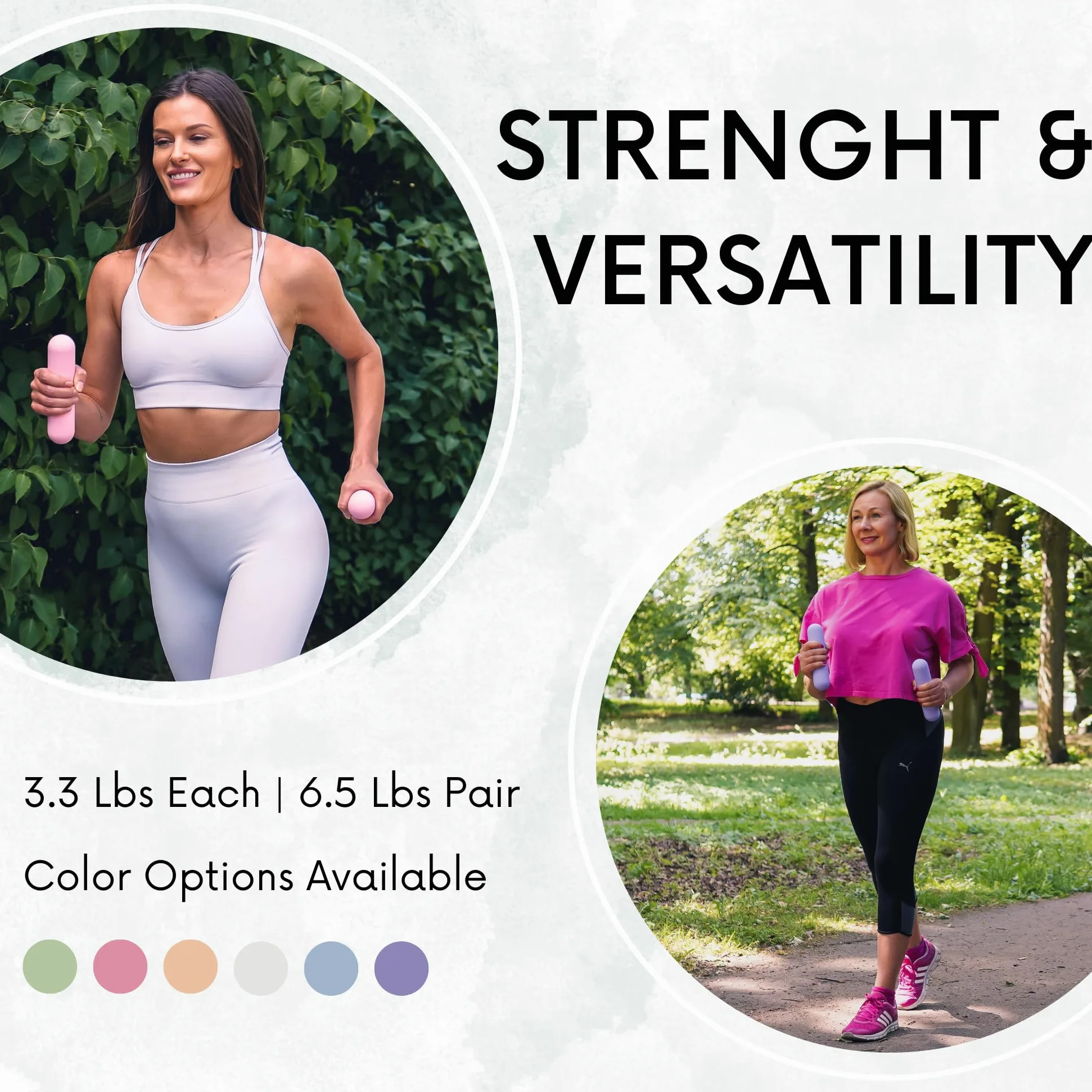 Polyfit Juego de 2 barras de pesas para mujer (3.3 libras | par de 6.5 libras) – Juego de mancuernas para caminar, yoga, baile, barra, pilates, cardio, aeróbicos